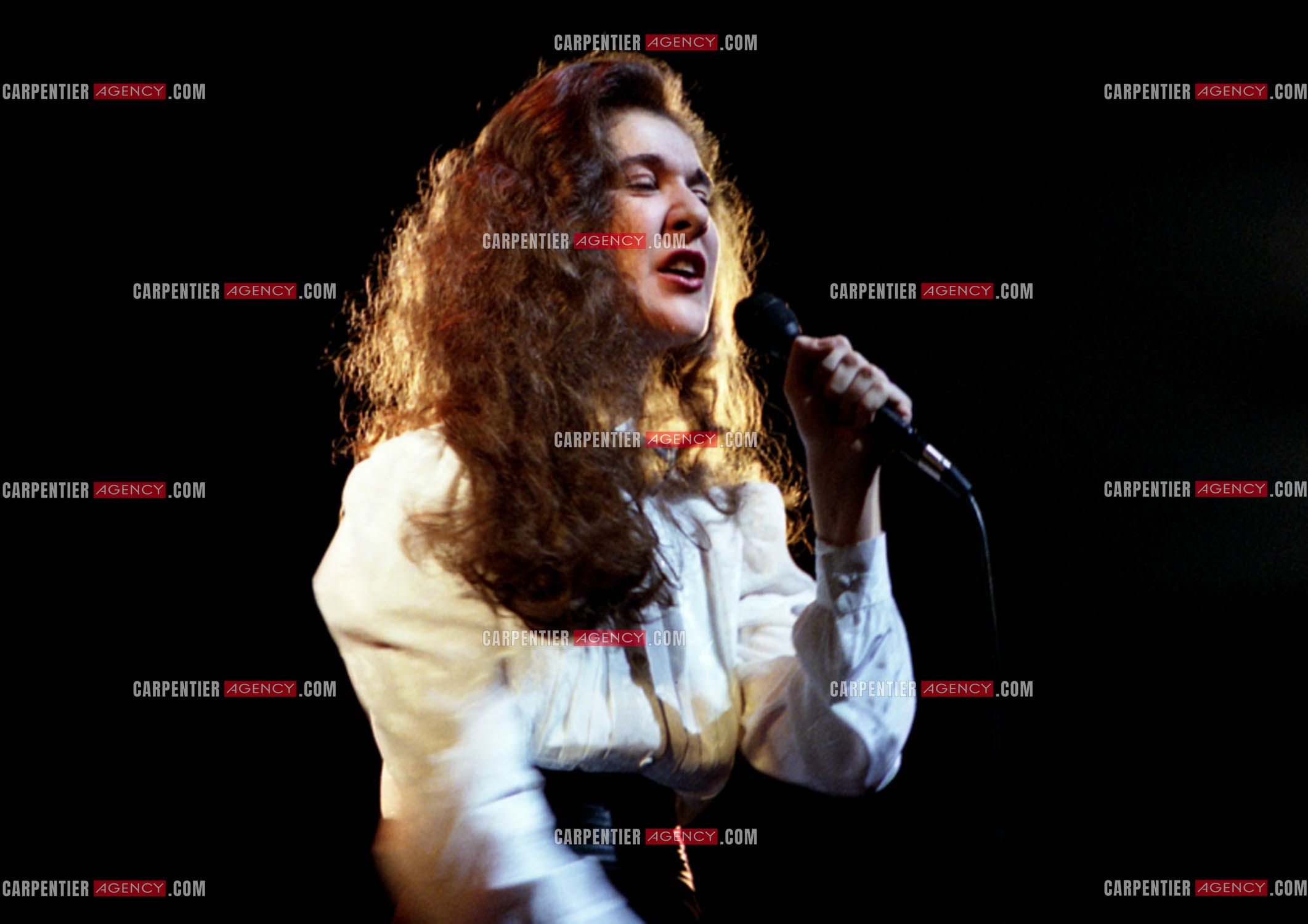 La chanteuse Céline Dion en première partie du spectacle de Patrick Sébastien à l'Olympia en 1984.    ( Exclusif )