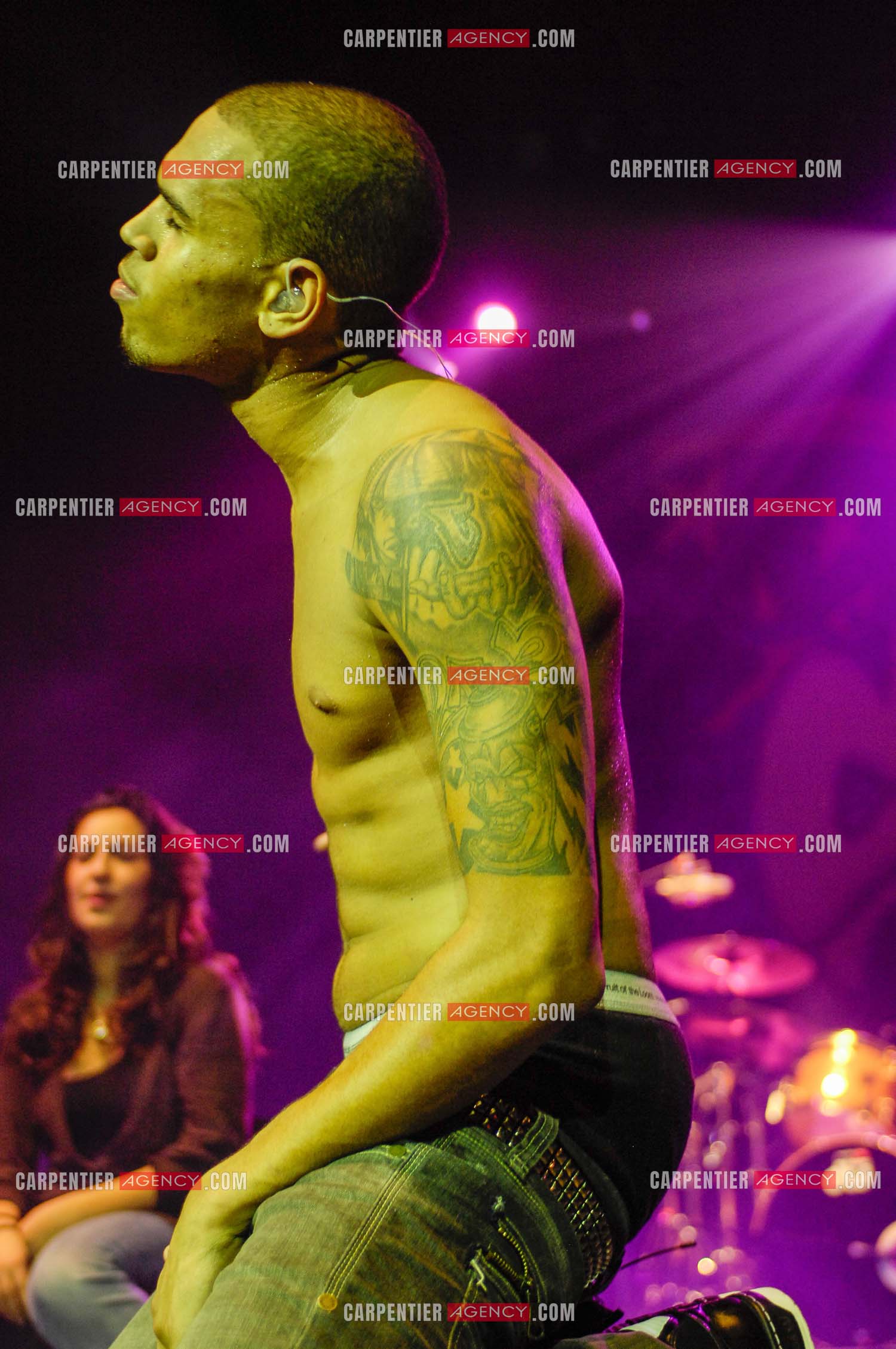 Le rappeur Chris Brown en concert au Zénith de Paris en 2008.  ( Exclusif )