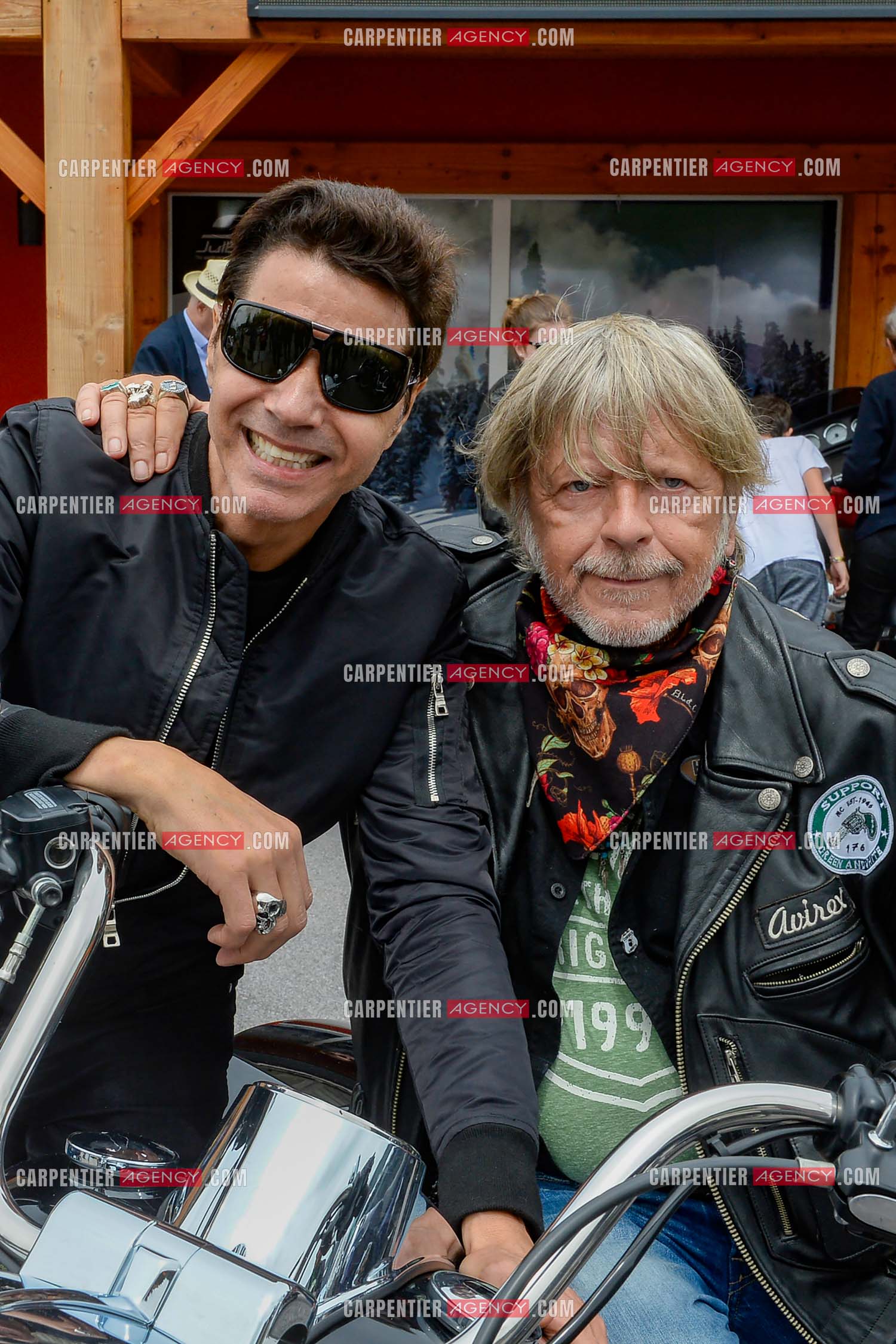 Le chanteur Renaud et son ami Jean-Luc Lahaye présent au festival Motordays à Gérardmer en 2016. (Exclusif )