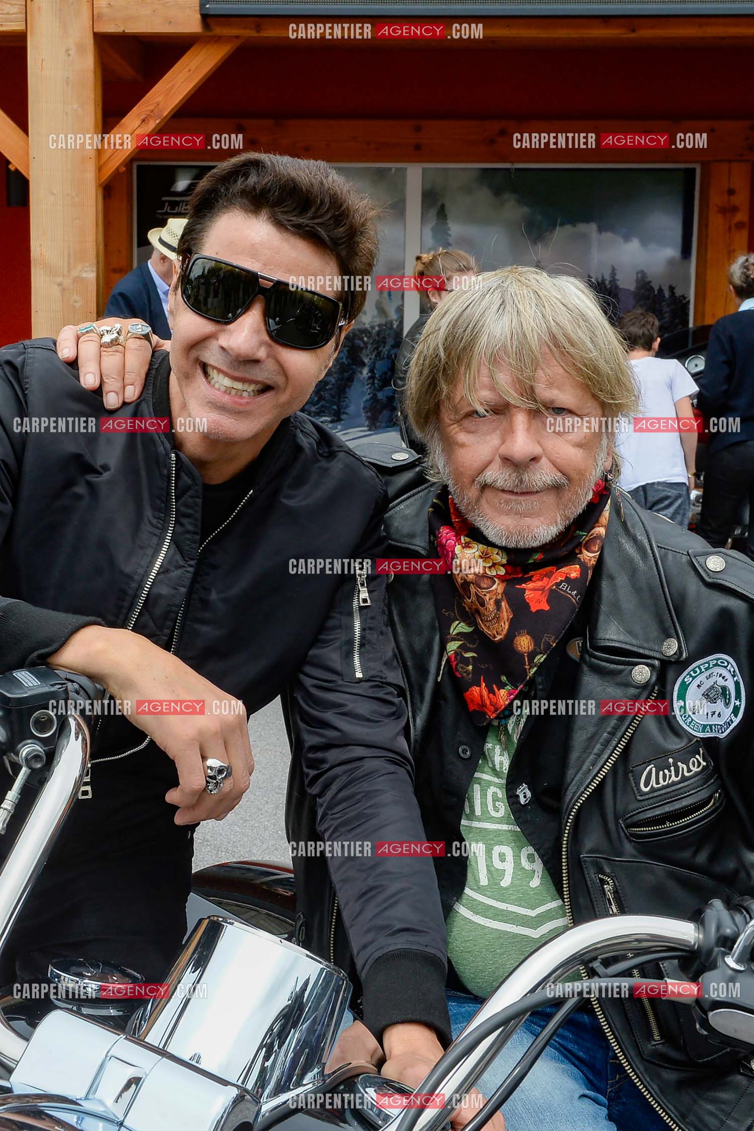 Le chanteur Renaud et son ami Jean-Luc Lahaye présent au festival Motordays à Gérardmer en 2016. (Exclusif )