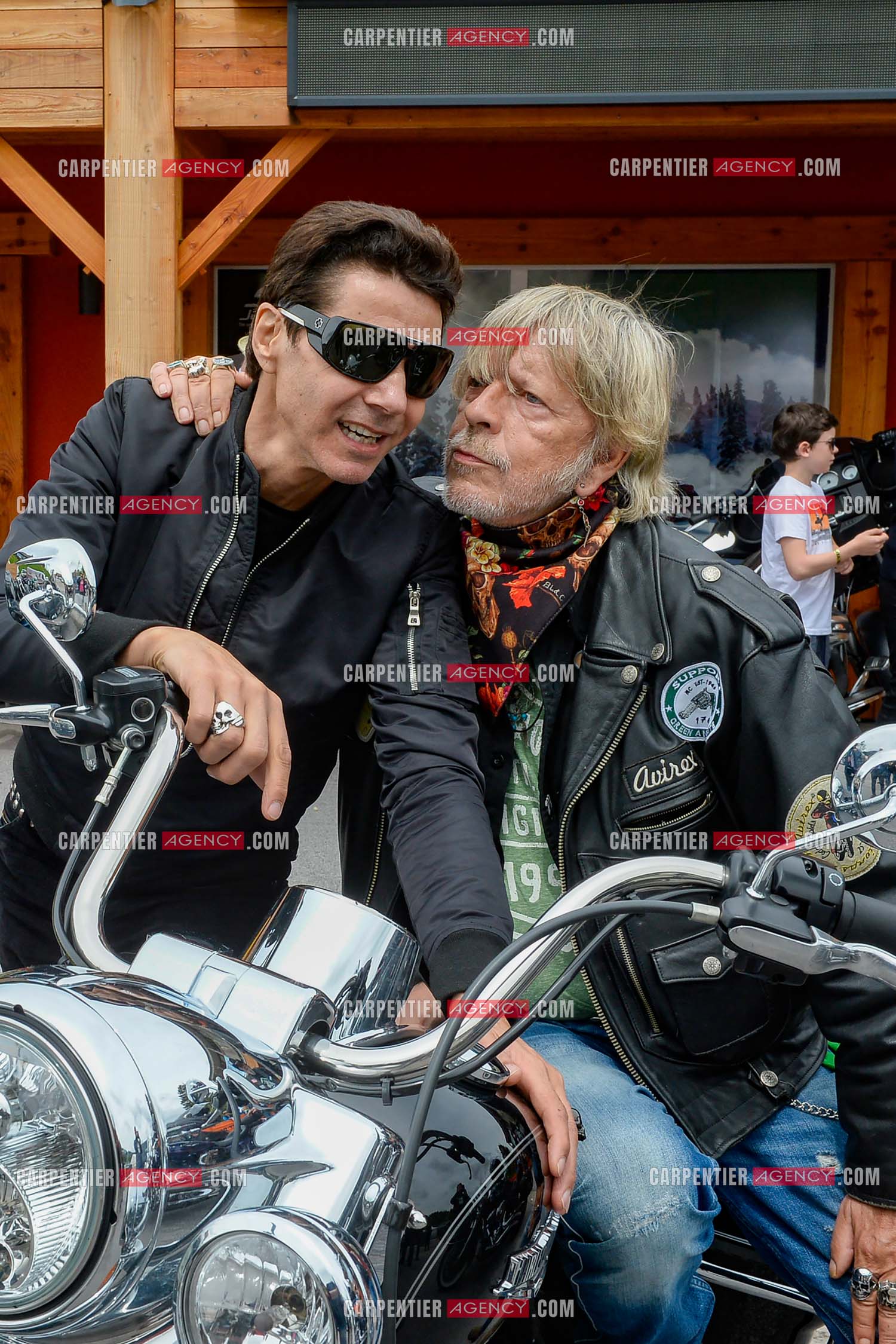 Le chanteur Renaud et son ami Jean-Luc Lahaye présent au festival Motordays à Gérardmer en 2016. (Exclusif )