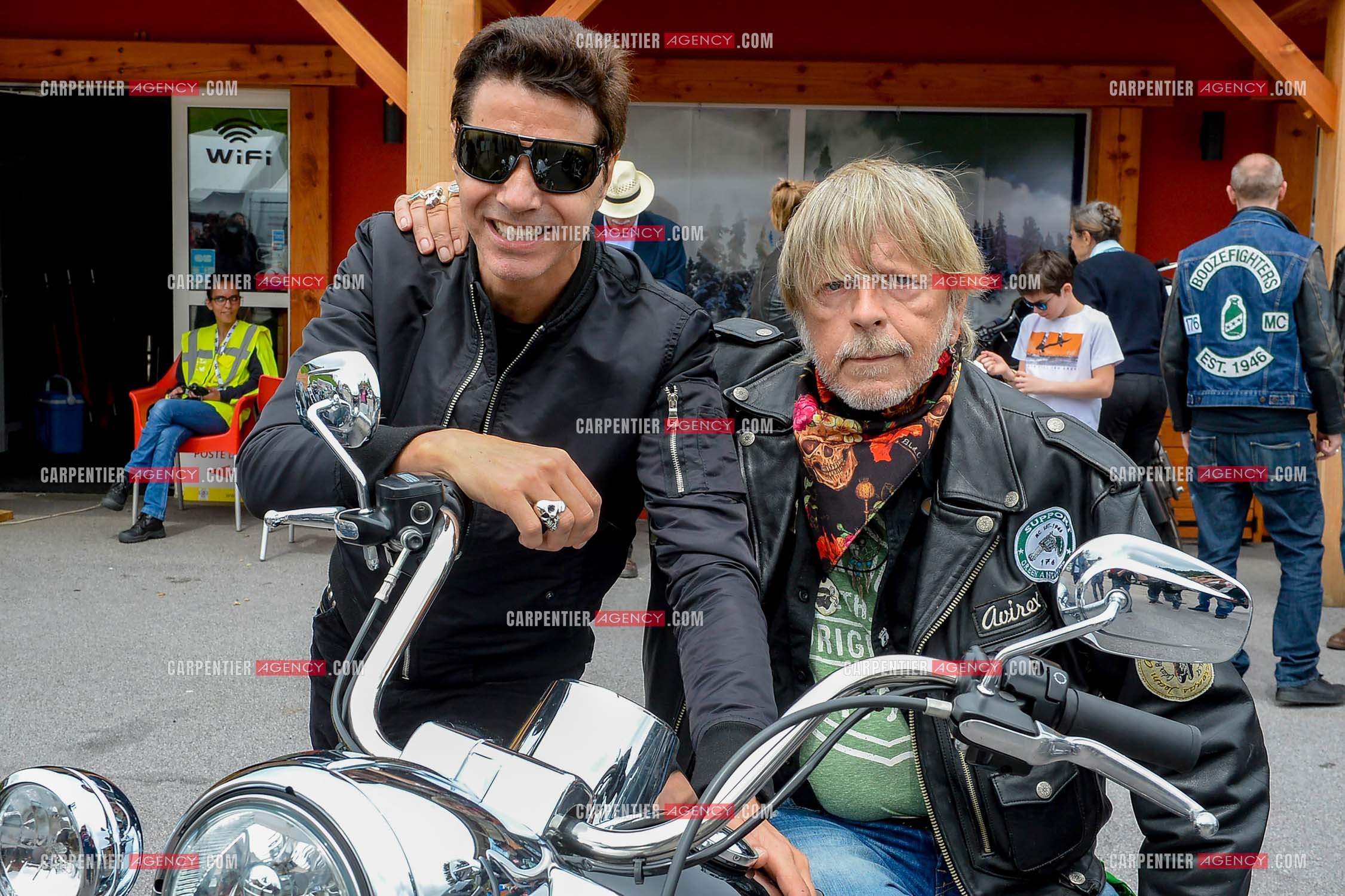 Le chanteur Renaud et son ami Jean-Luc Lahaye présent au festival Motordays à Gérardmer en 2016. (Exclusif )