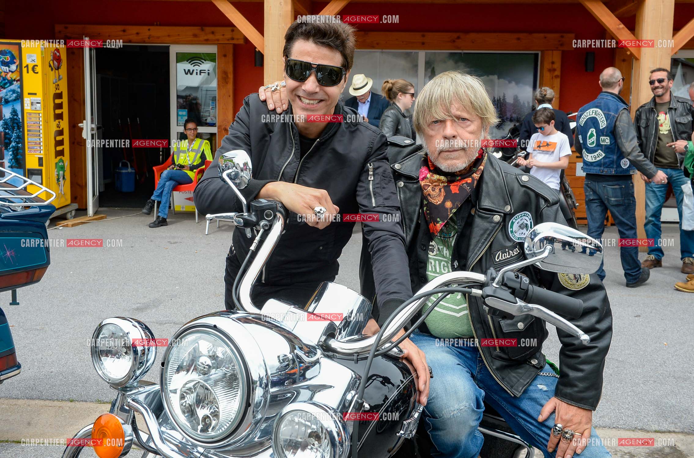 Le chanteur Renaud et son ami Jean-Luc Lahaye présent au festival Motordays à Gérardmer en 2016. (Exclusif )
