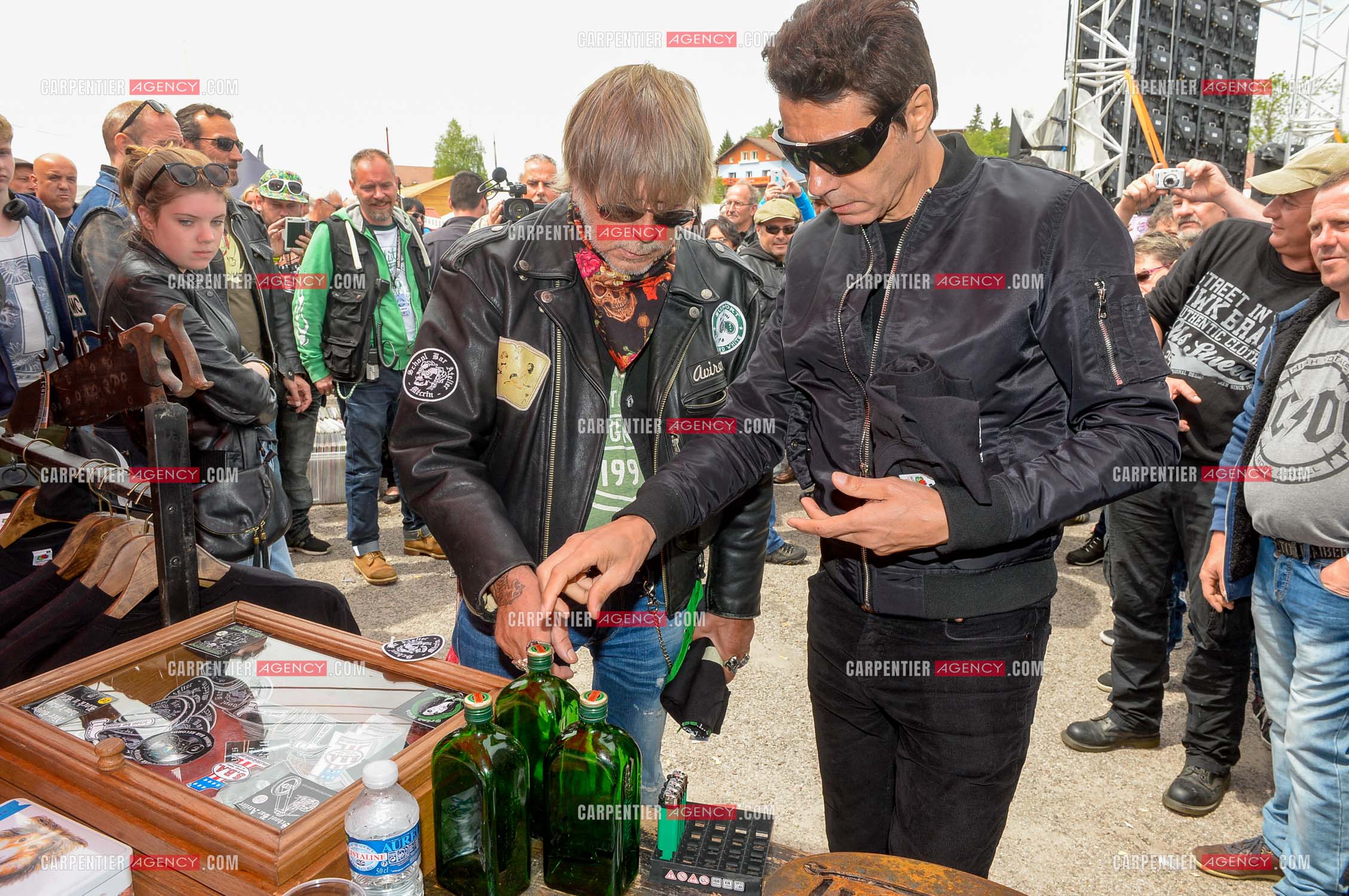Le chanteur Renaud et son ami Jean-Luc Lahaye présent au festival Motordays à Gérardmer en 2016. (Exclusif )