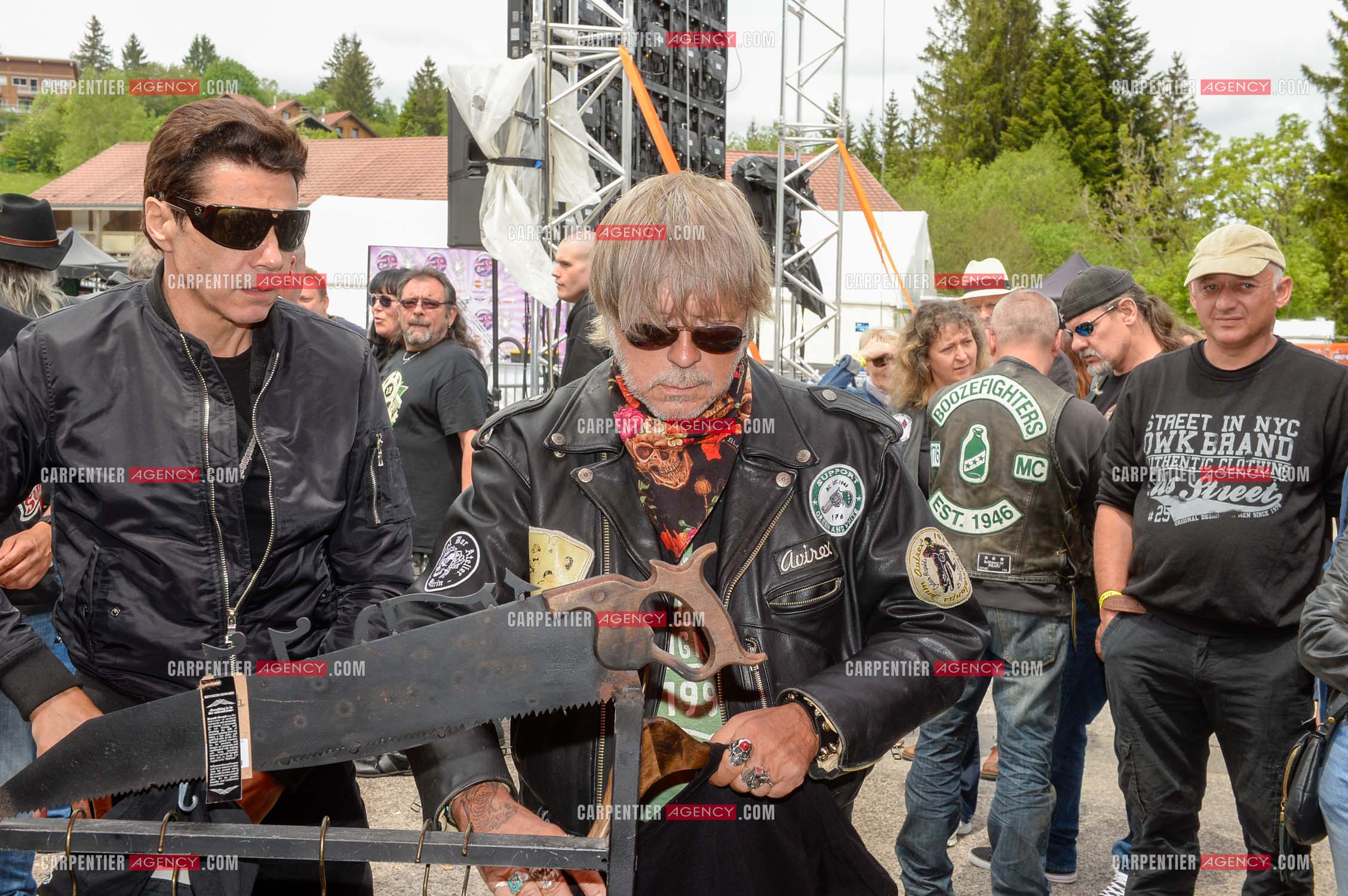 Le chanteur Renaud et son ami Jean-Luc Lahaye présent au festival Motordays à Gérardmer en 2016. (Exclusif )