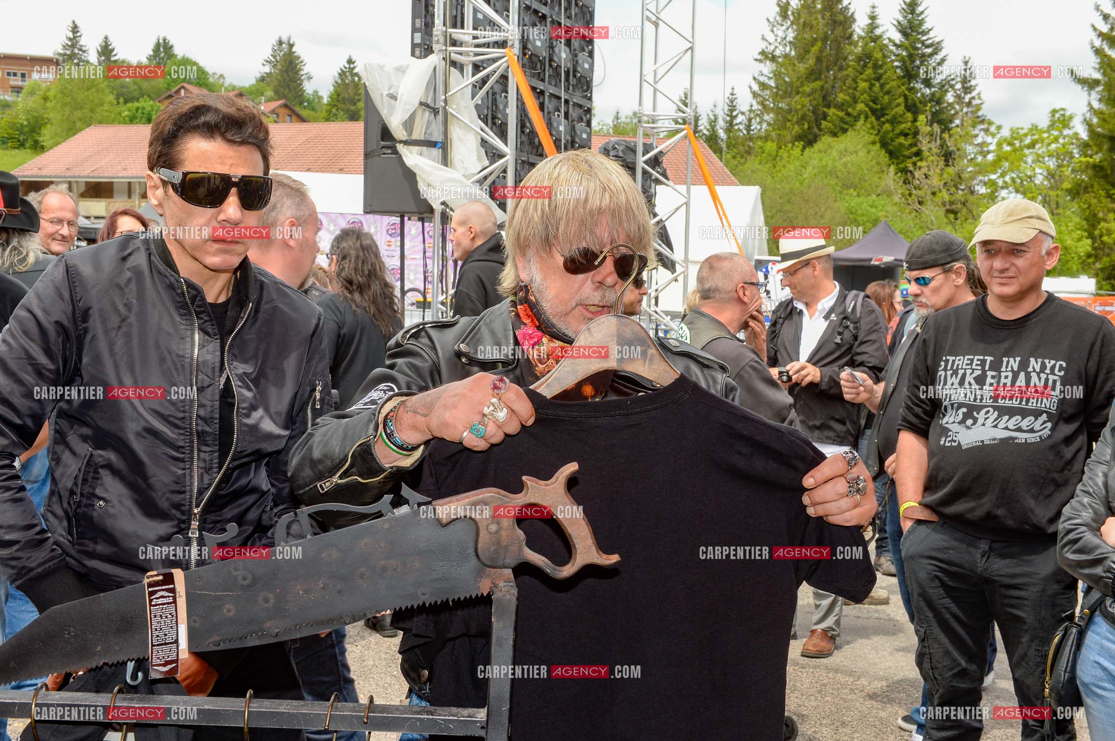 Le chanteur Renaud et son ami Jean-Luc Lahaye présent au festival Motordays à Gérardmer en 2016. (Exclusif )