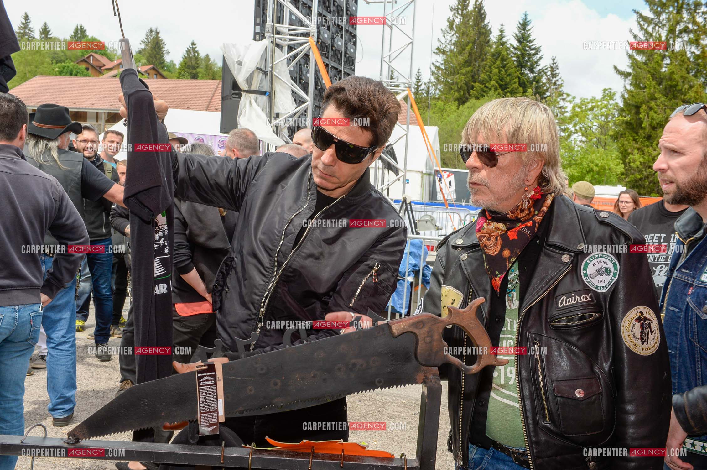 Le chanteur Renaud et son ami Jean-Luc Lahaye présent au festival Motordays à Gérardmer en 2016. (Exclusif )