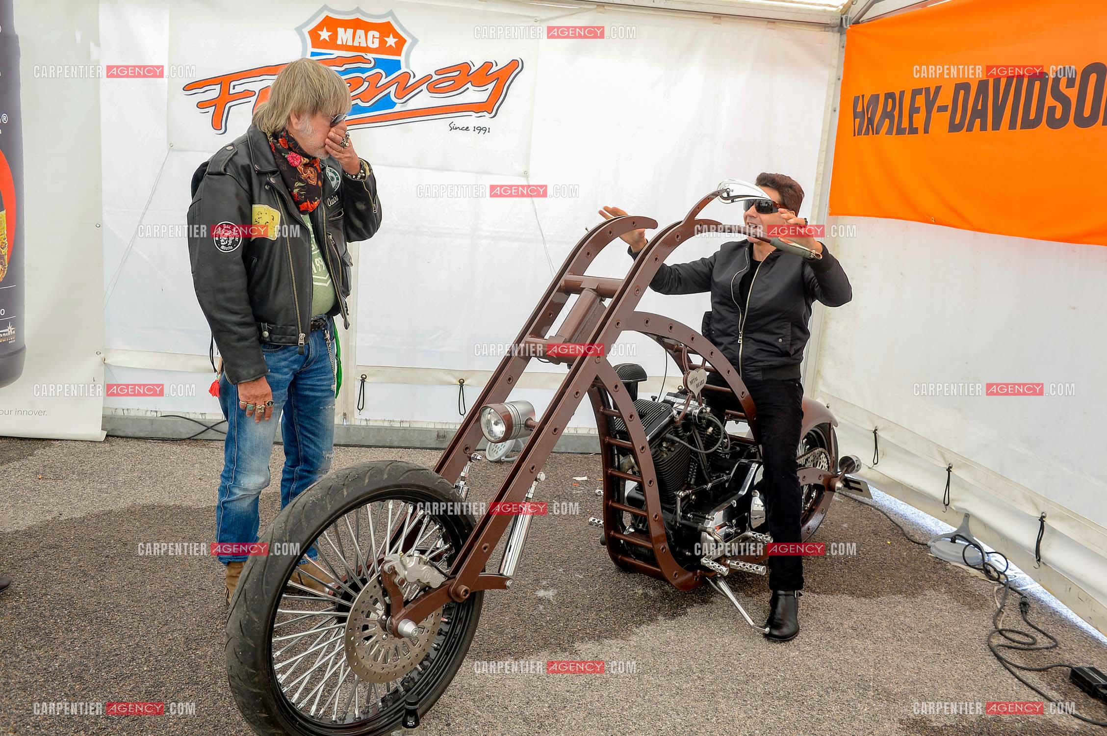 Le chanteur Renaud et son ami Jean-Luc Lahaye présent au festival Motordays à Gérardmer en 2016. (Exclusif )