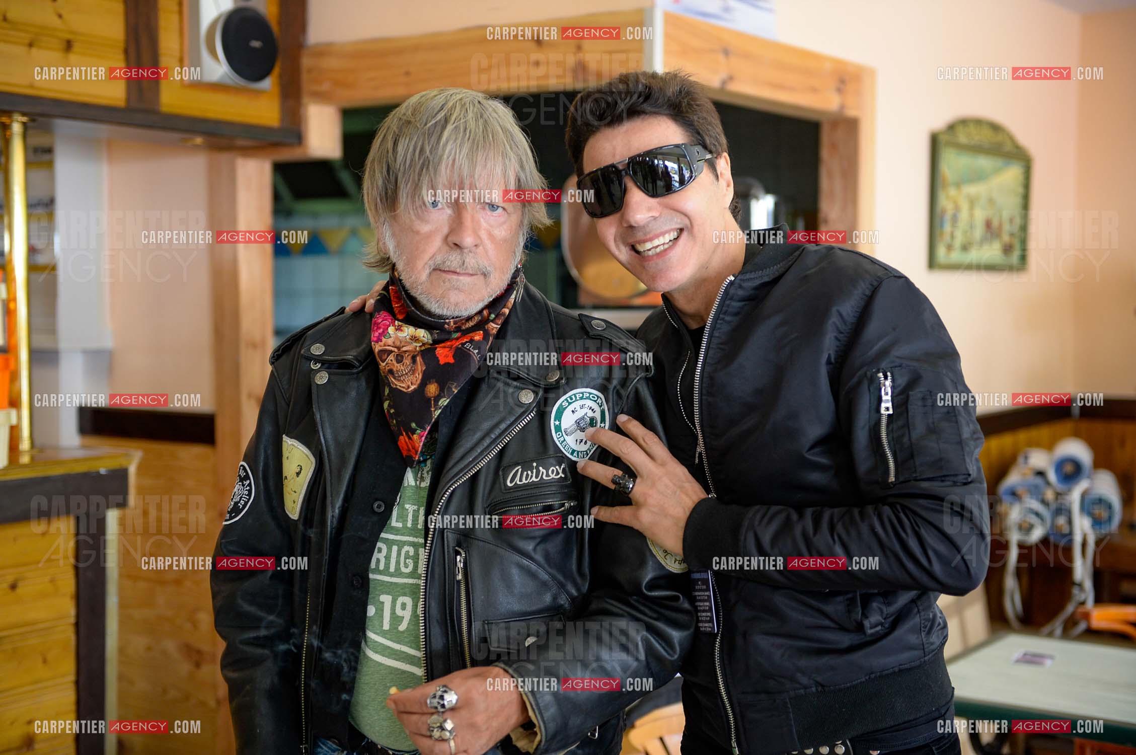 Le chanteur Renaud et son ami Jean-Luc Lahaye présent au festival Motordays à Gérardmer en 2016. (Exclusif )