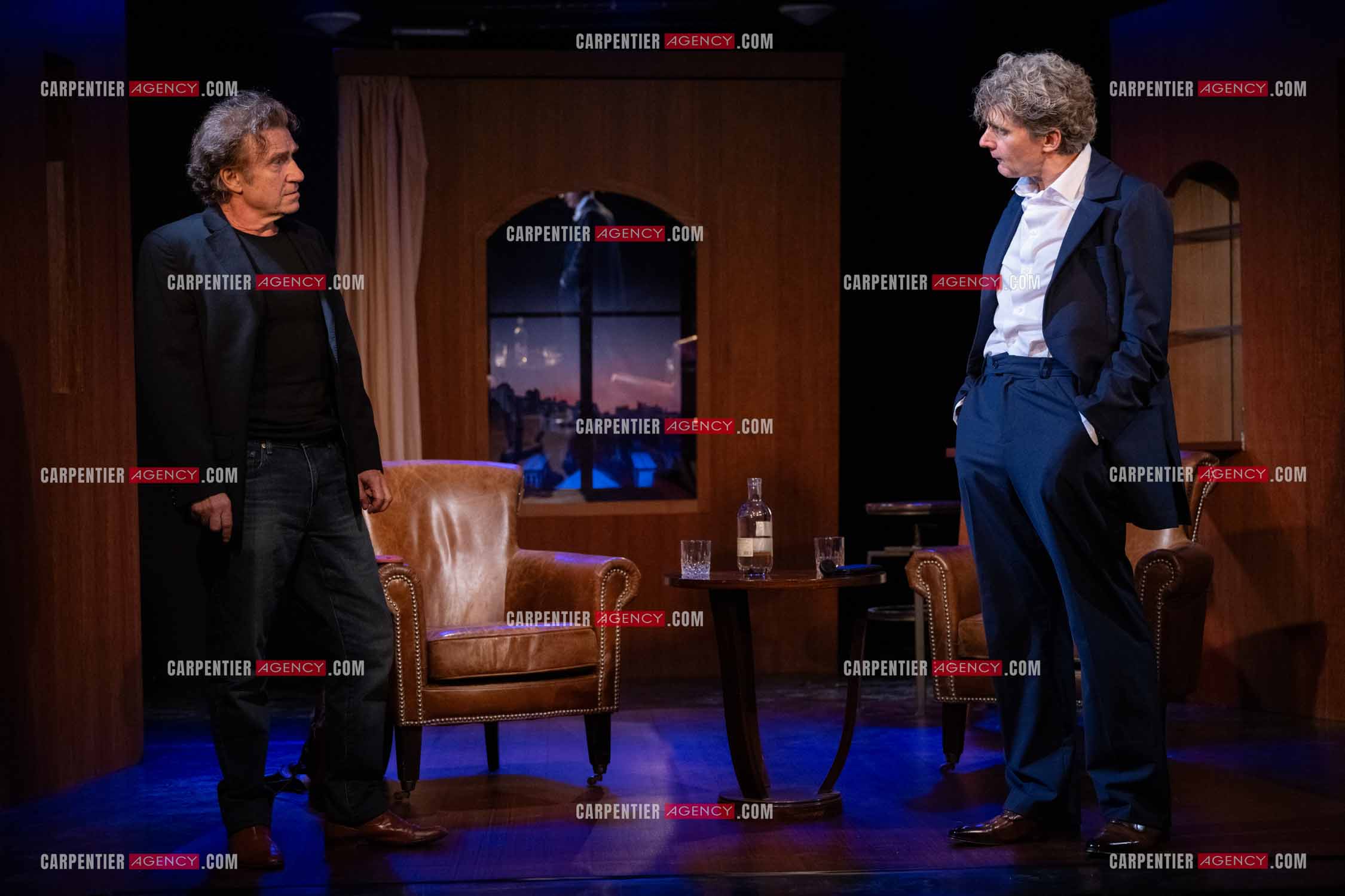 Actuellement à l'affiche au Festival d'Avignon, la pièce “UNE HEURE À T'ATTENDRE“ au théâtre du Chêne Noir à Avignon, les acteurs Thierry Frémont et Nicolas Vaude.  ( Exclusif )