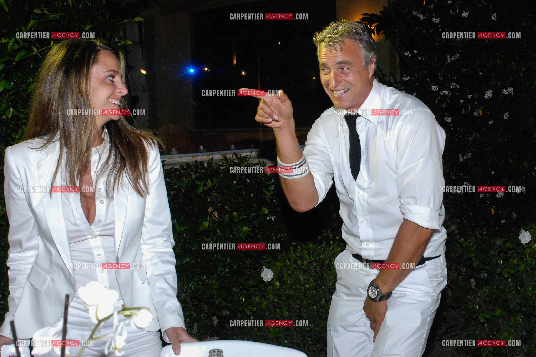 David Ginola et sa femme  Coraline a la soiree blanche de St Tropez en 2007.   ( Exclusif )