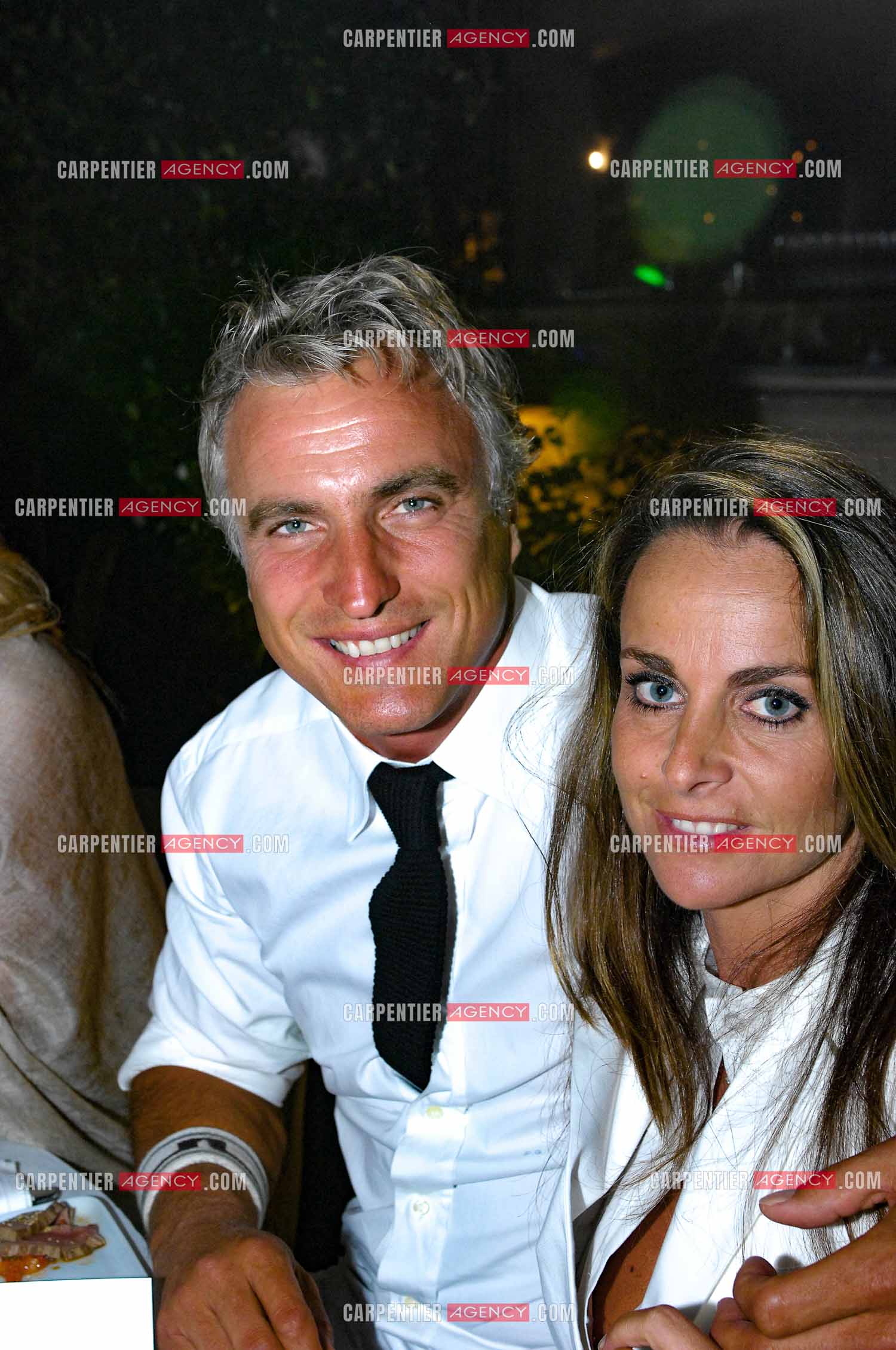 David Ginola et sa femme  Coraline a la soiree blanche de St Tropez en 2007.   ( Exclusif )