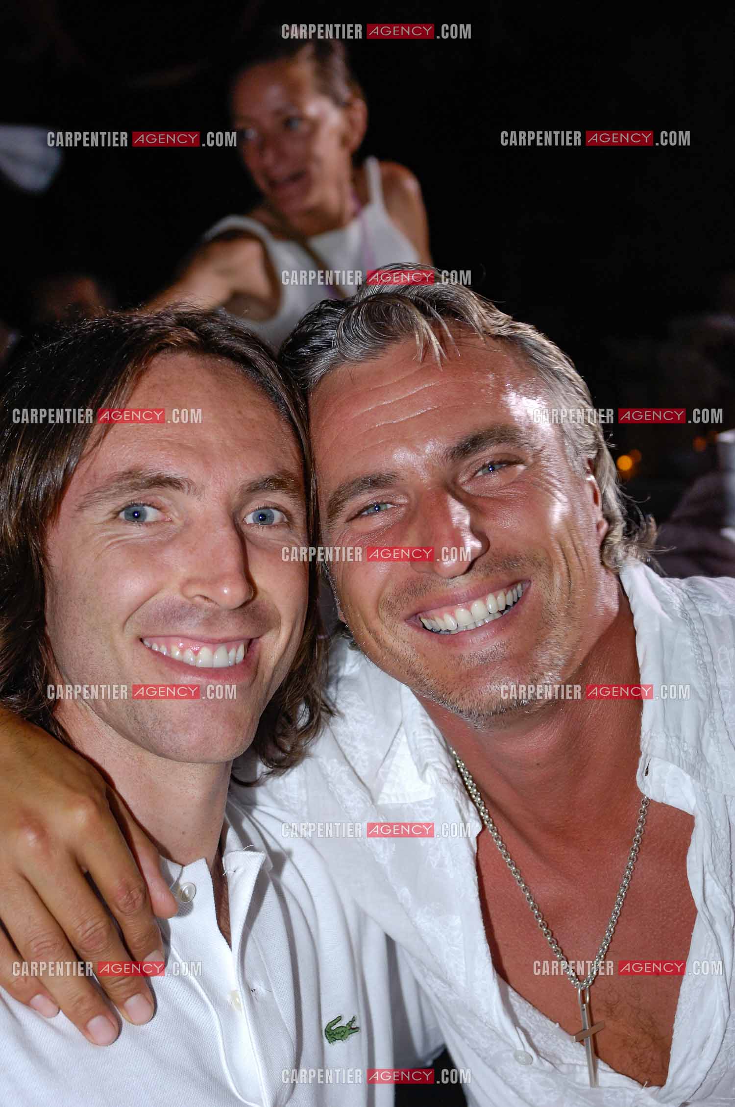 David Ginola et Steve Nash l'entraîneur en chef des Nets de Brooklyn, au sein de la National Basketball Association (NBA) lors de la soirée Blanche en 2006.   ( Exclusif )