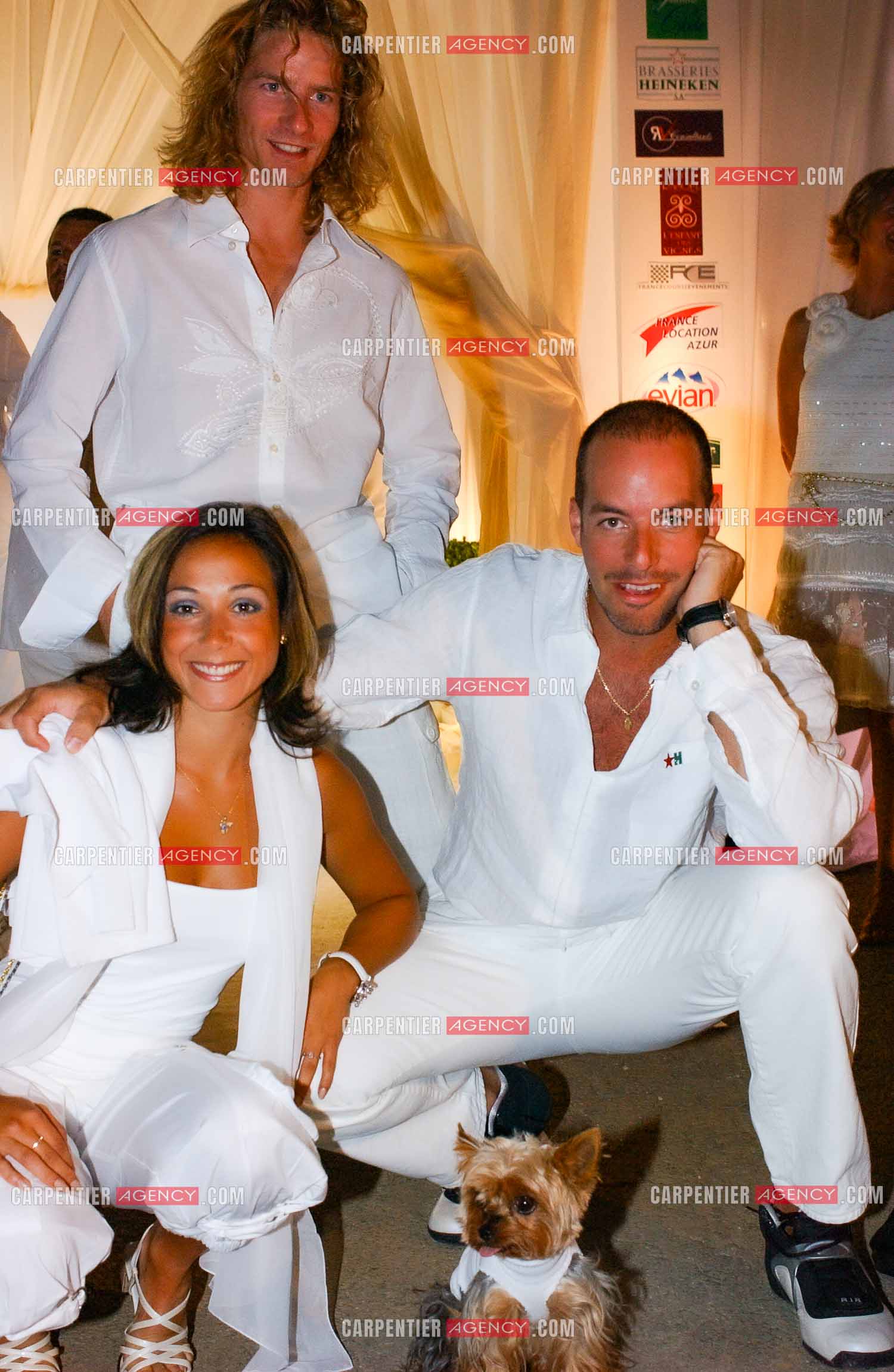 Les champions du patinage artistique Gwendal Peizerat, Sarah Abitbol et Stéphane Bernadis lors de la soirée blanche en 2003.           ( Exclusif )