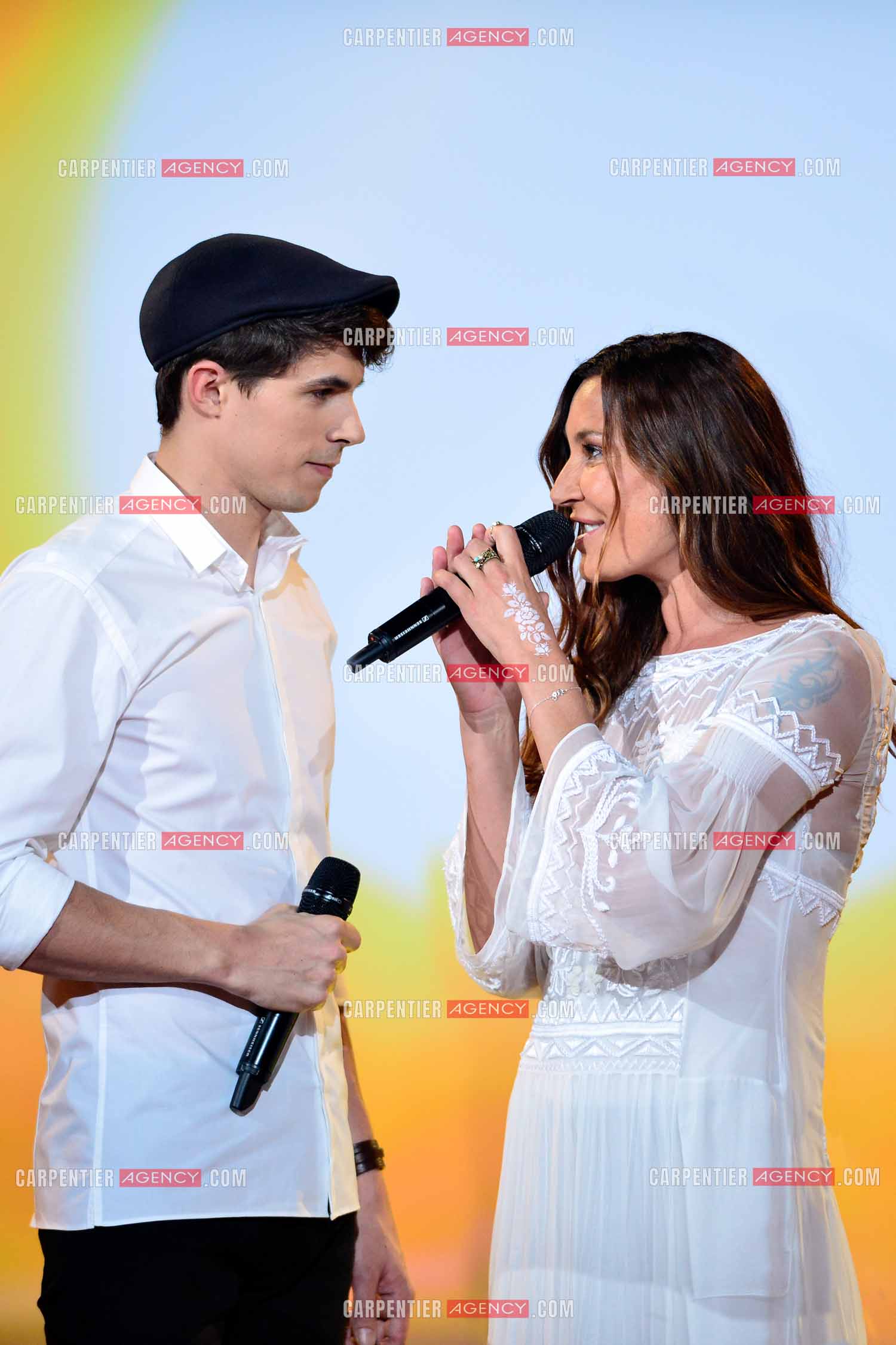 La chanteuse Zazie en duo avec son élève Lilian Renaud pour la finale de The Voice le 26 avril 2015.            ( Exclusif )