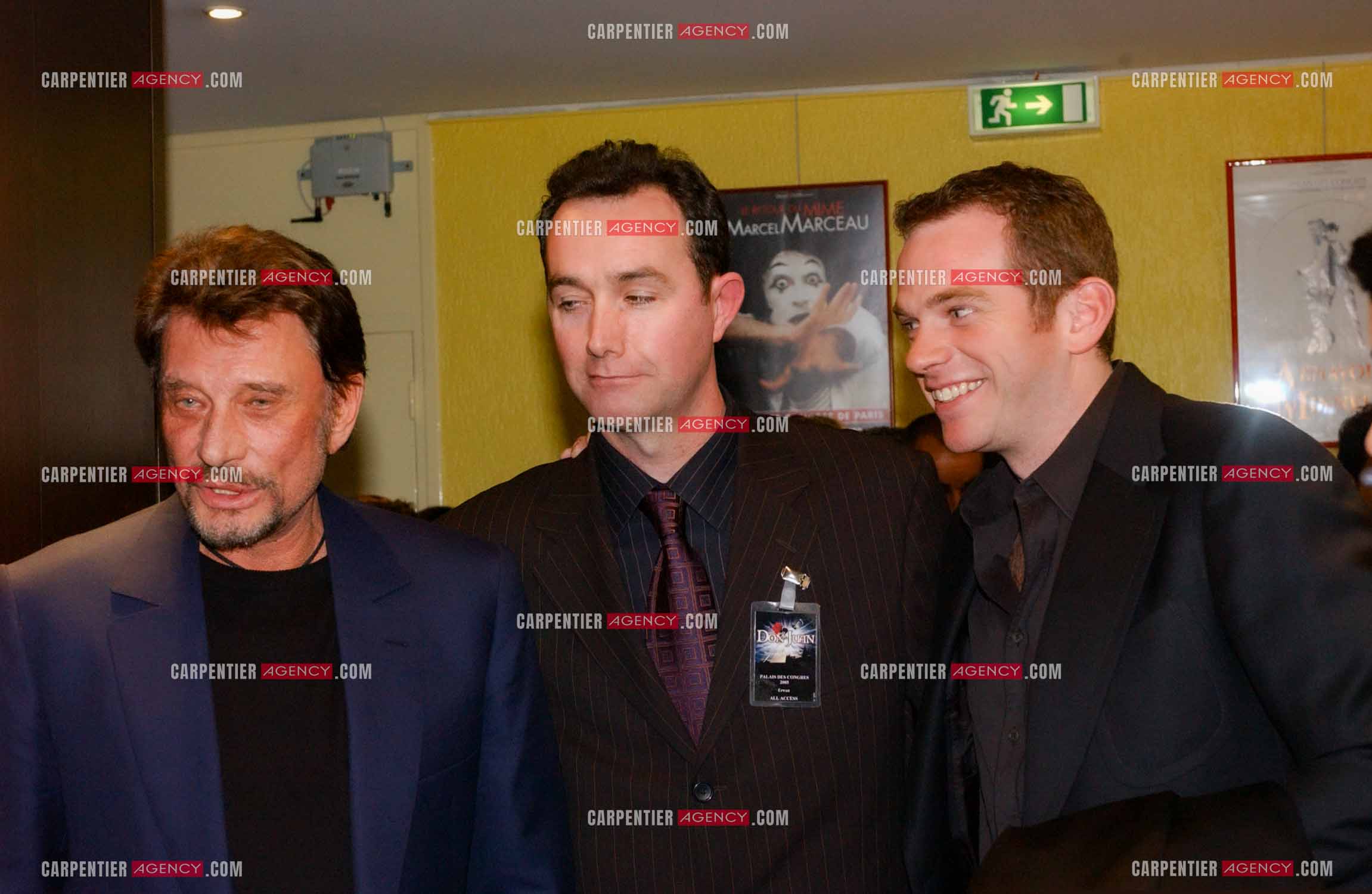 Générale de la comédie musicale “ DON JUAN “ au Palais des Congrès de Paris le 02 Mars 2005. Johnny Hallyday, Erwan Kerbrat et Garou.          ( Exclusif )