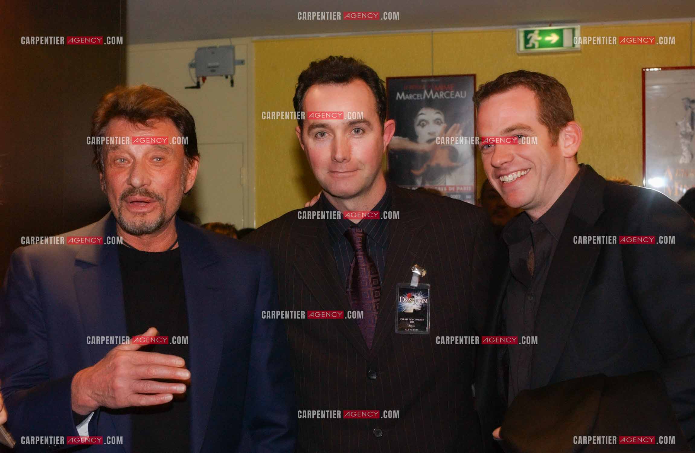 Générale de la comédie musicale “ DON JUAN “ au Palais des Congrès de Paris le 02 Mars 2005. Johnny Hallyday, Erwan Kerbrat et Garou.          ( Exclusif )