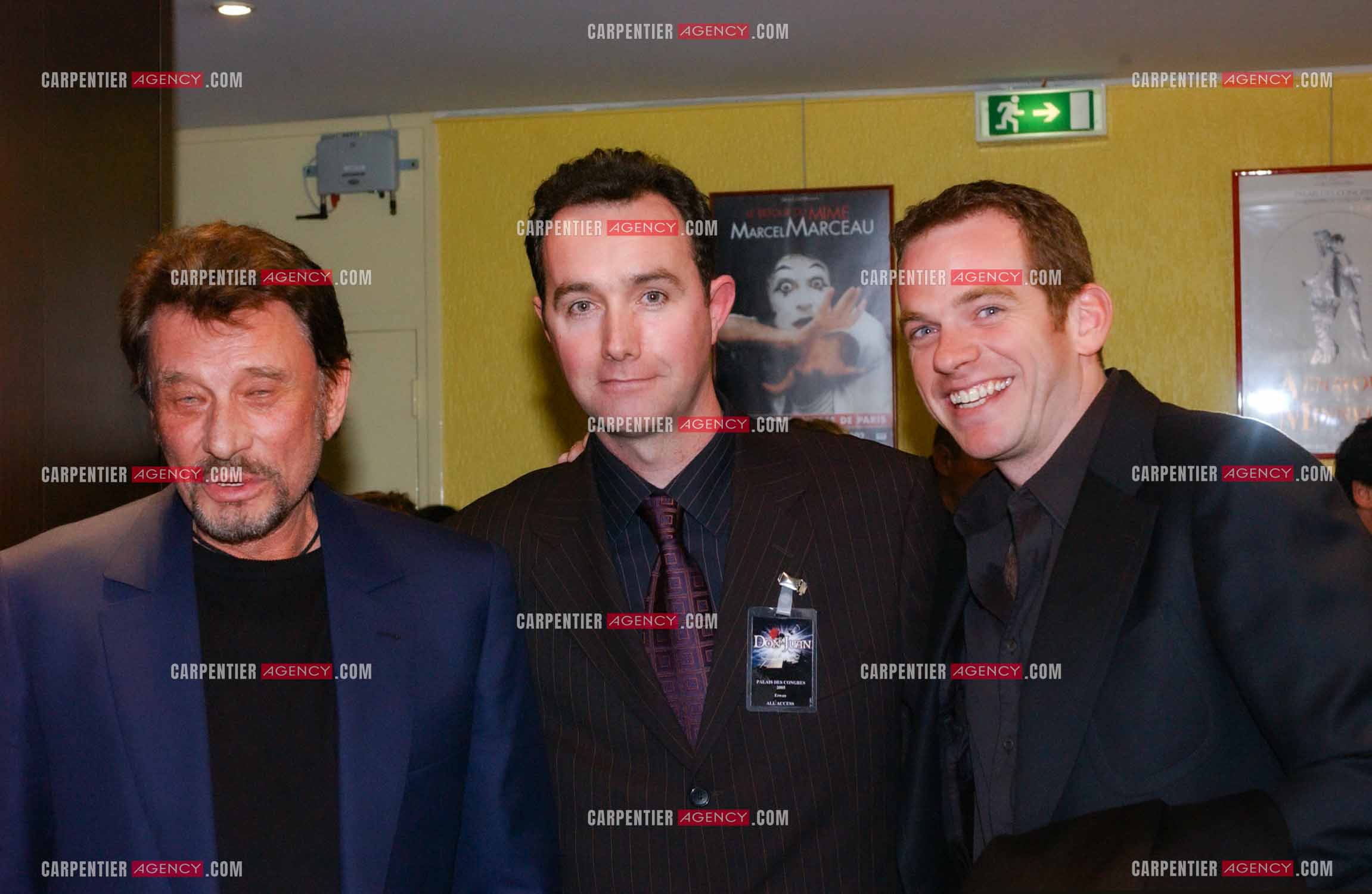 Générale de la comédie musicale “ DON JUAN “ au Palais des Congrès de Paris le 02 Mars 2005. Johnny Hallyday, Erwan Kerbrat et Garou.          ( Exclusif )