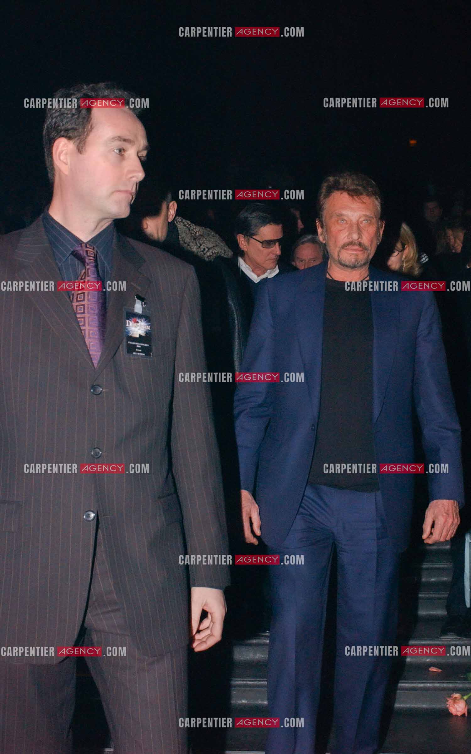 Générale de la comédie musicale “ DON JUAN “ au Palais des Congrès de Paris le 02 Mars 2005. Johnny Hallyday et Erwan Kerbrat.   ( Exclusif )