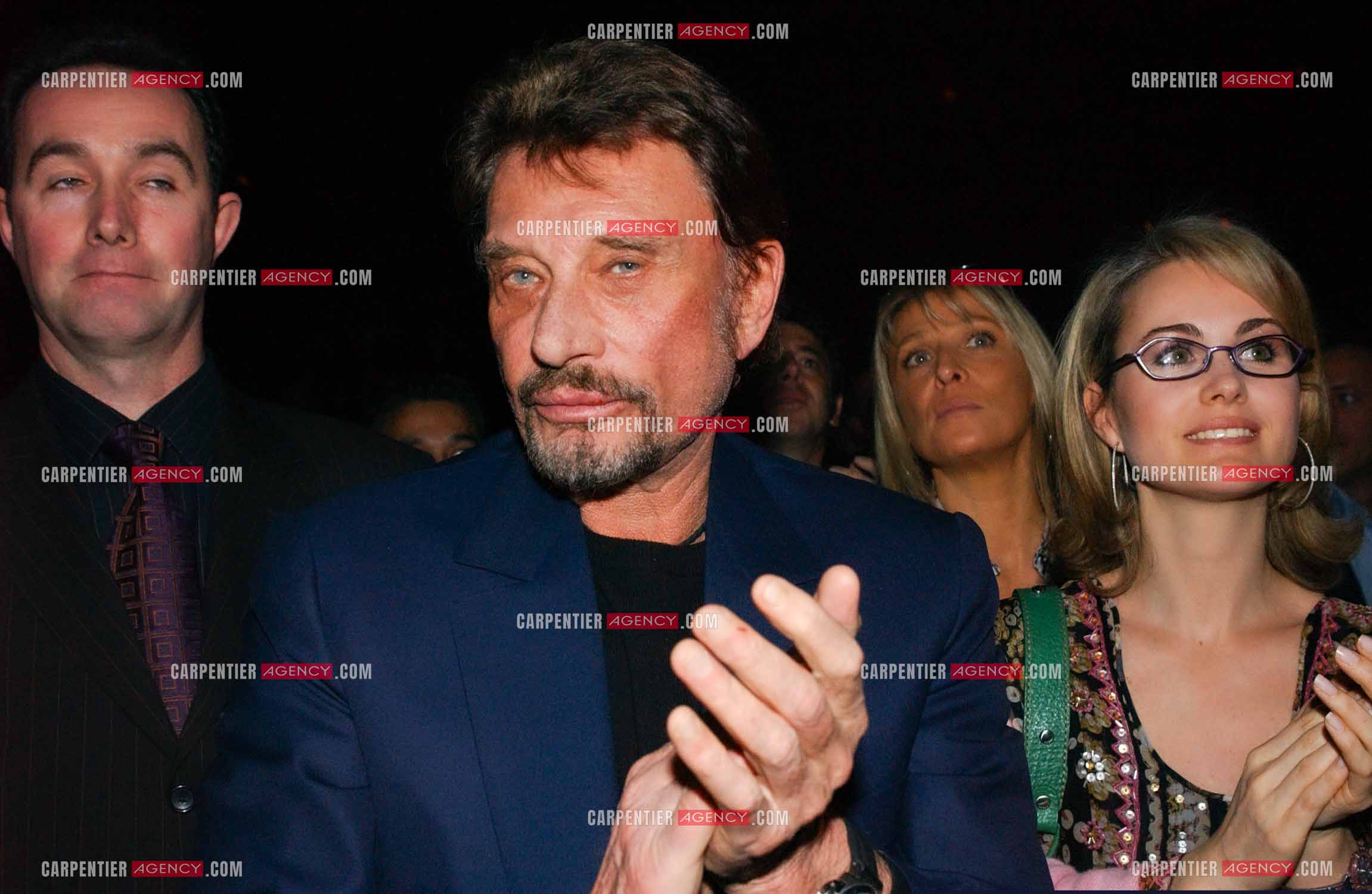 Générale de la comédie musicale “ DON JUAN “ au Palais des Congrès de Paris le 02 Mars 2005. Erwan Kerbrat, Johnny Hallyday et sa femme Laeticia.( Exclusif )