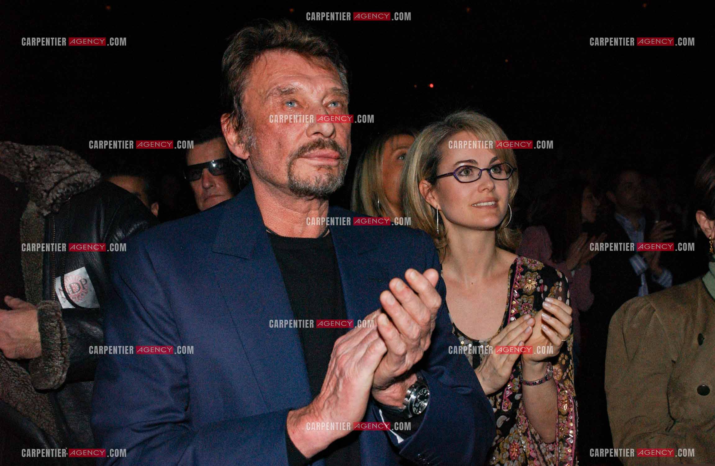 Générale de la comédie musicale “ DON JUAN “ au Palais des Congrès de Paris le 02 Mars 2005. Johnny Hallyday et sa femme Laeticia.( Exclusif )