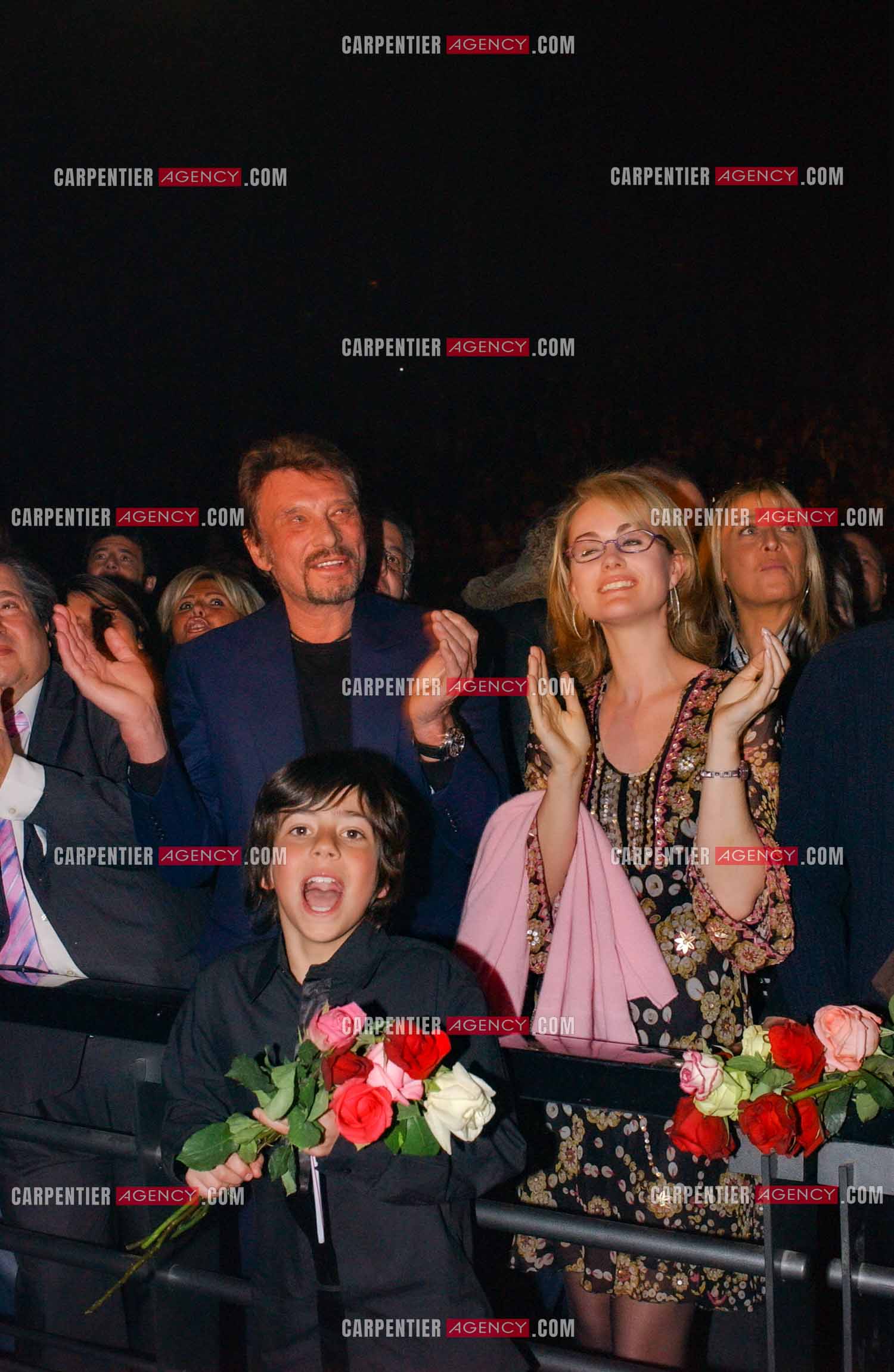 Générale de la comédie musicale “ DON JUAN “ au Palais des Congrès de Paris le 02 Mars 2005. Johnny Hallyday et sa femme Laeticia.( Exclusif )