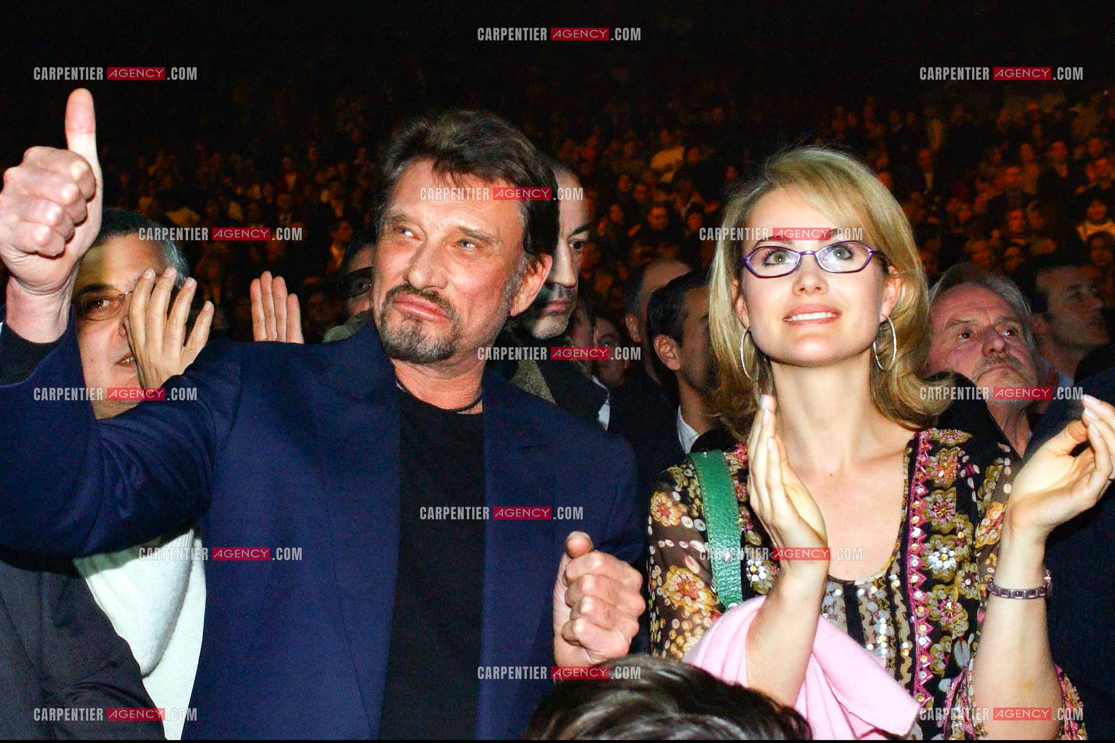 Générale de la comédie musicale “ DON JUAN “ au Palais des Congrès de Paris le 02 Mars 2005. Johnny Hallyday et sa femme Laeticia.( Exclusif )