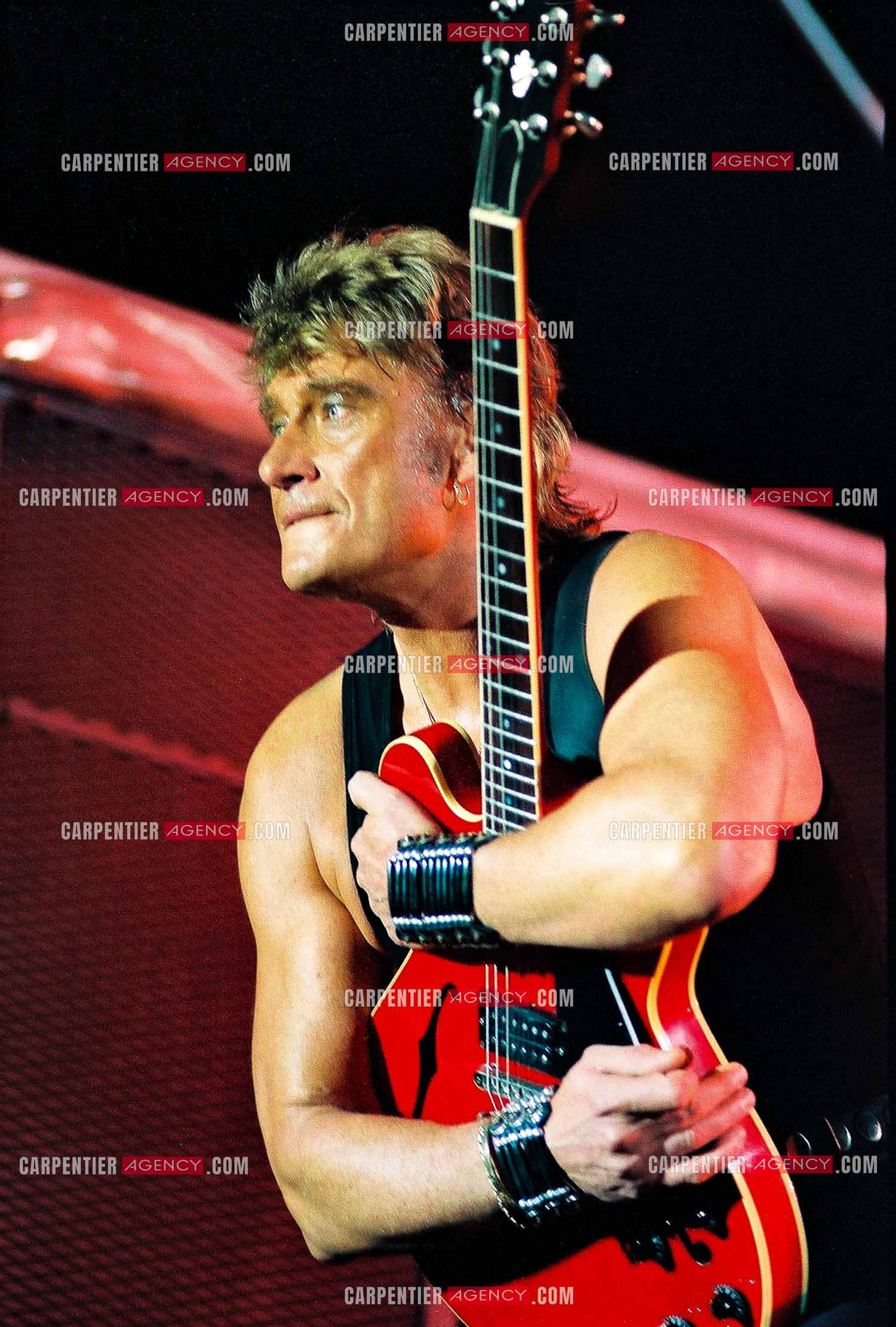 Le chanteur Johnny Hallyday en concert au Palais omnisports de Paris-Bercy du 14 septembre au 4 octobre 1992.        ( Exclusif )