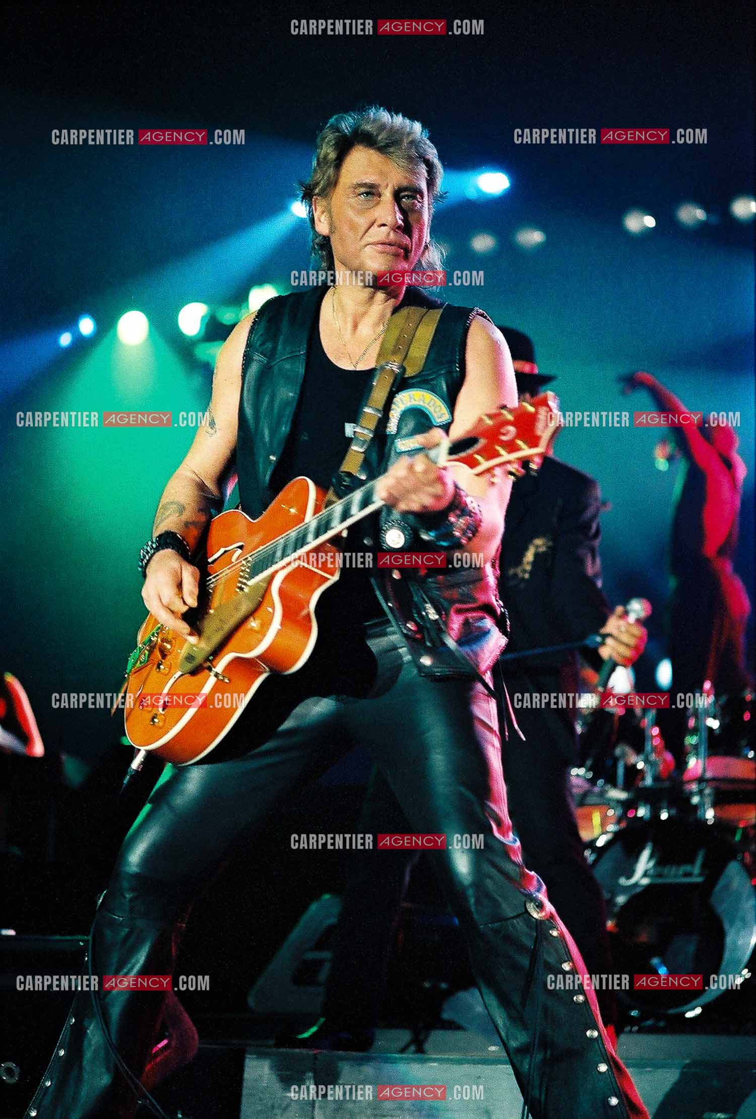 Le chanteur Johnny Hallyday en concert au Palais omnisports de Paris-Bercy du 14 septembre au 4 octobre 1992.        ( Exclusif )