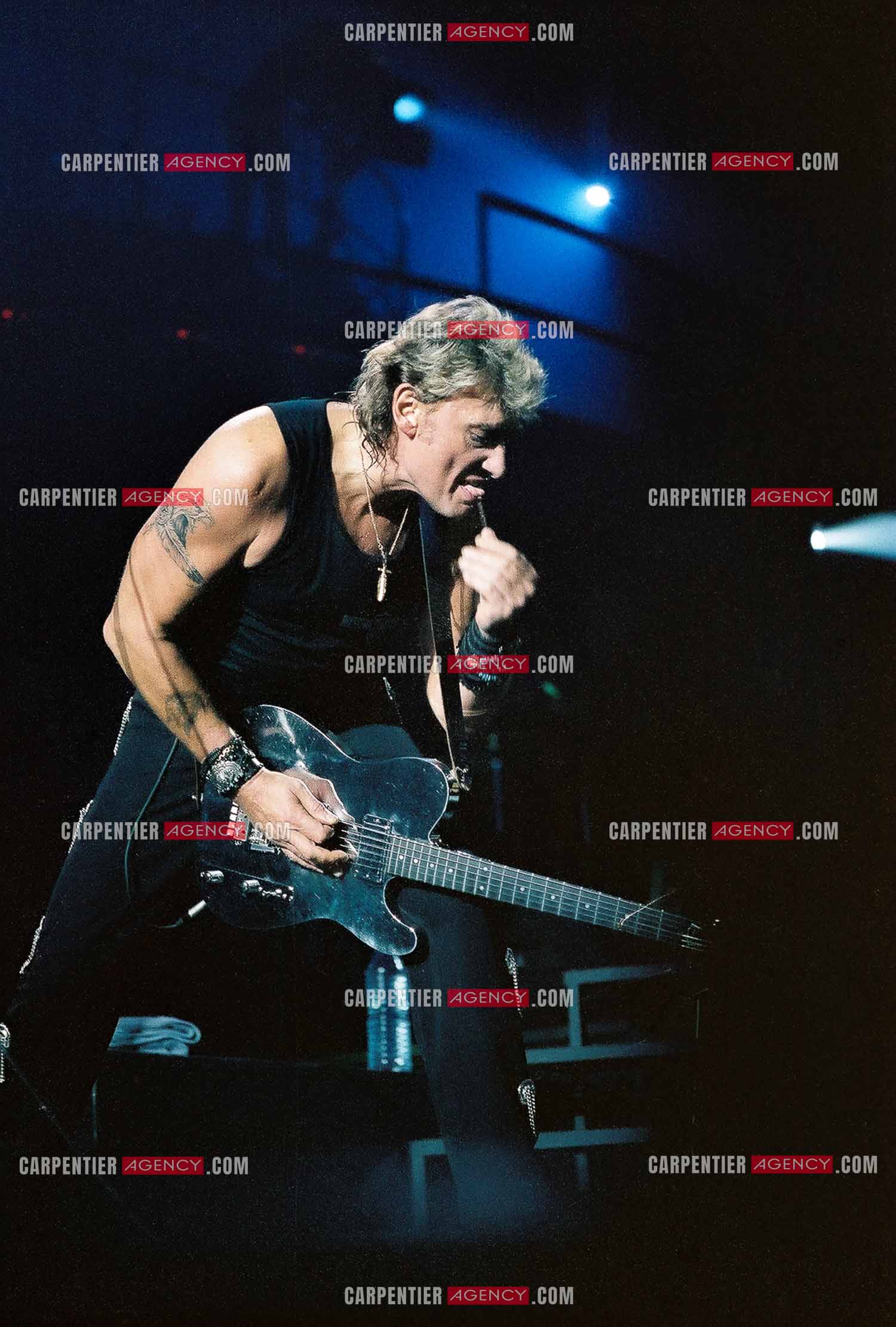 Le chanteur Johnny Hallyday en concert au Palais omnisports de Paris-Bercy du 14 septembre au 4 octobre 1992.        ( Exclusif )