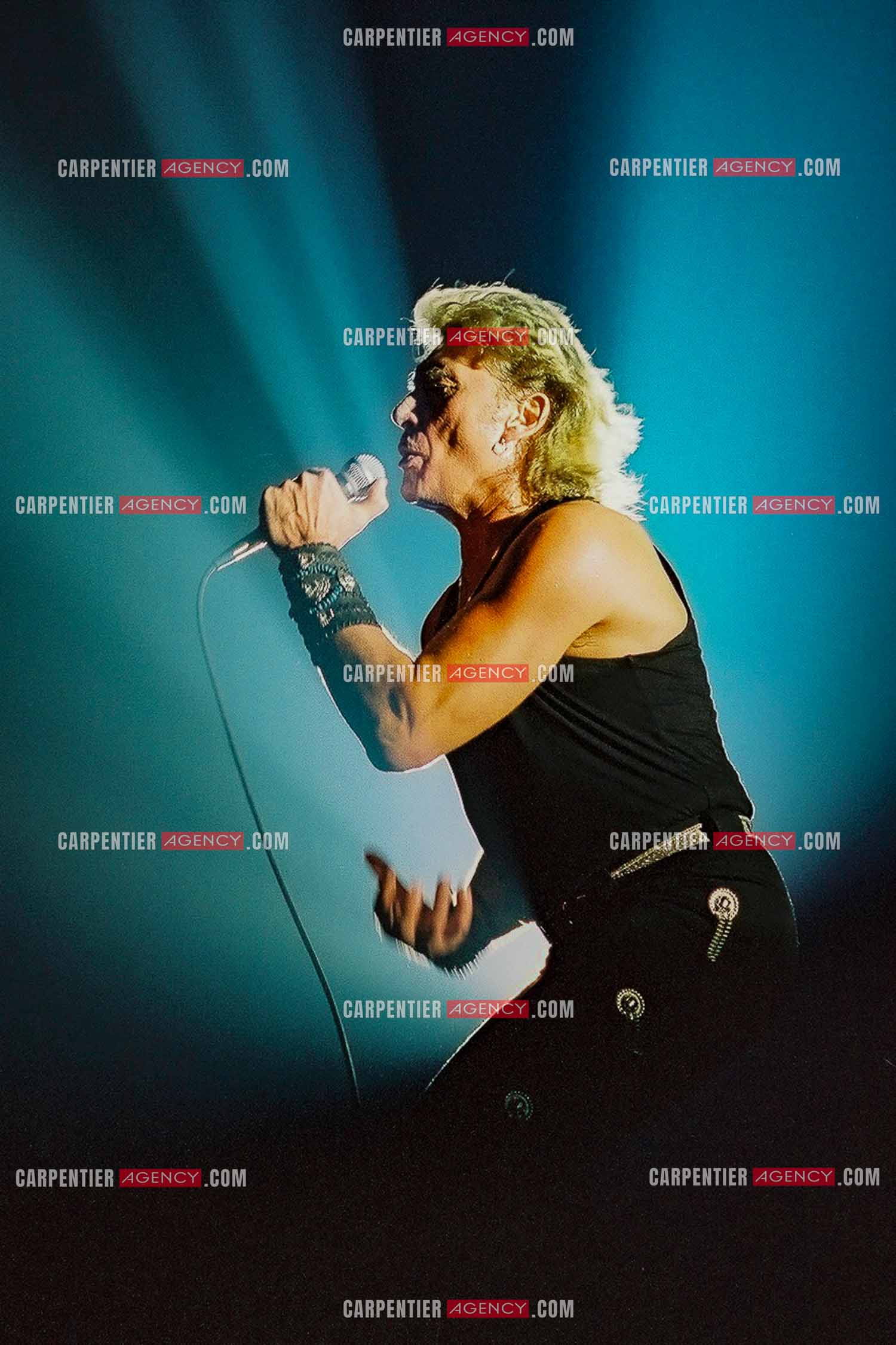 Le chanteur Johnny Hallyday en concert au Palais omnisports de Paris-Bercy du 14 septembre au 4 octobre 1992.        ( Exclusif )
