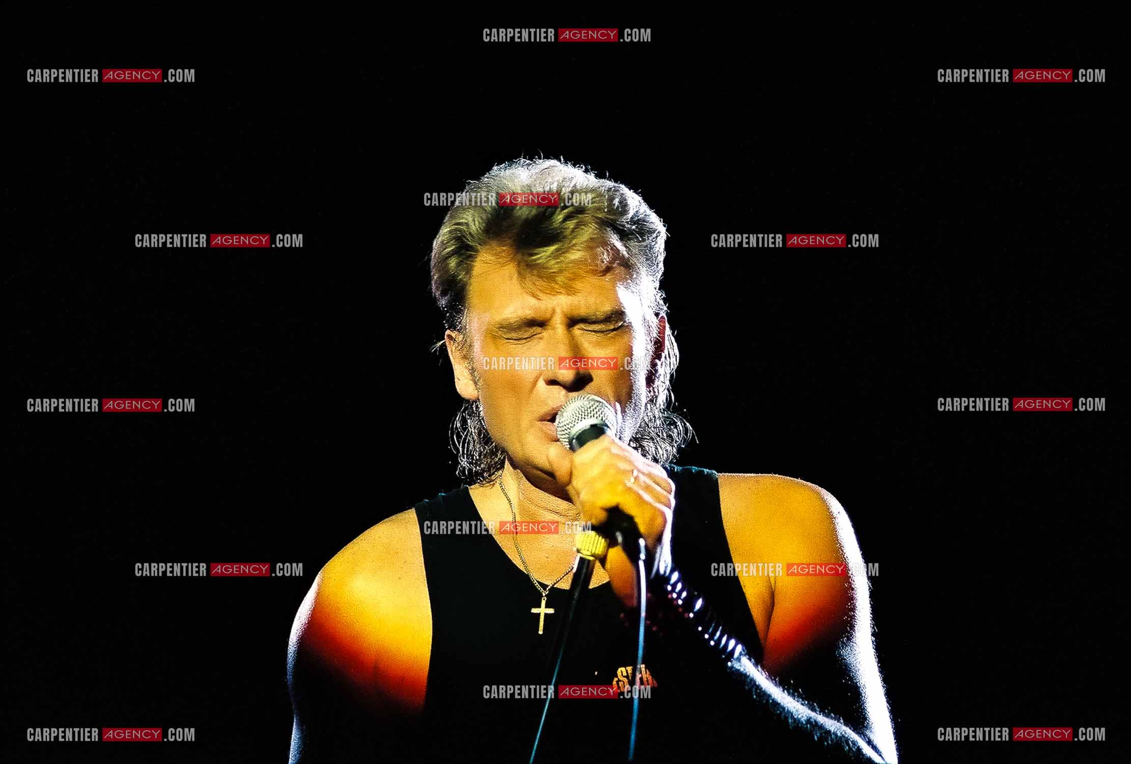 Le chanteur Johnny Hallyday en concert au Palais omnisports de Paris-Bercy du 14 septembre au 4 octobre 1992.        ( Exclusif )