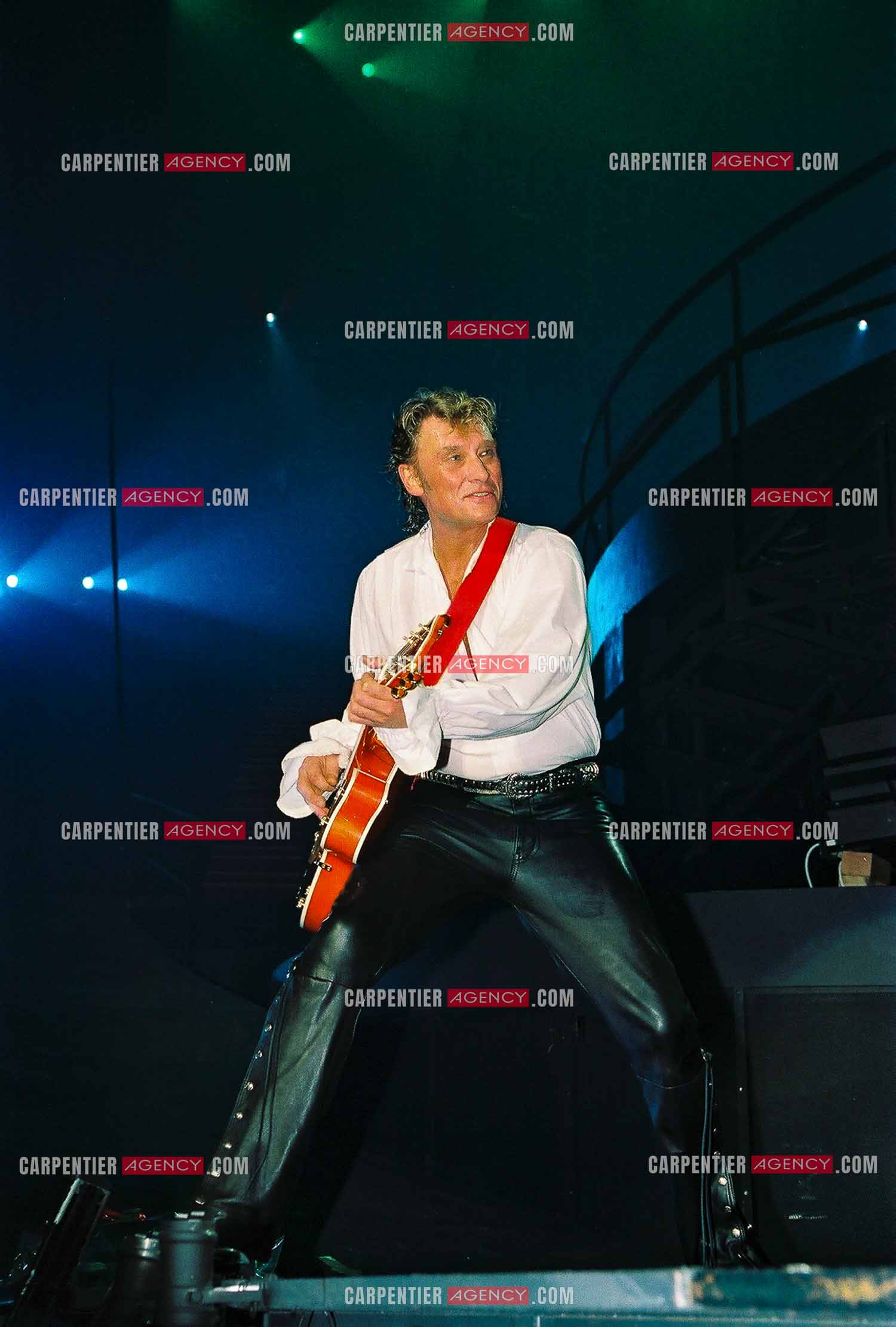 Le chanteur Johnny Hallyday en concert au Palais omnisports de Paris-Bercy du 14 septembre au 4 octobre 1992.        ( Exclusif )