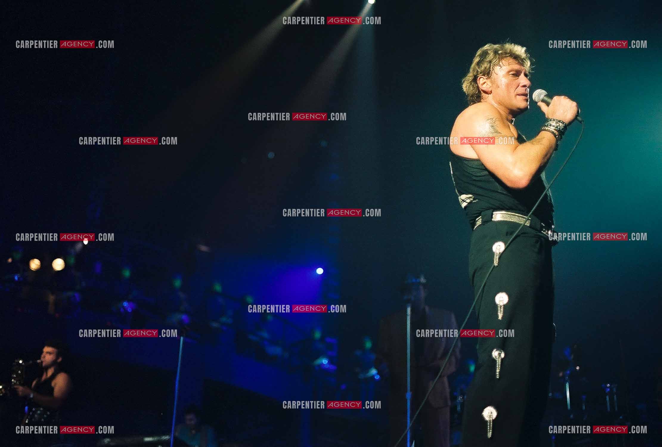 Le chanteur Johnny Hallyday en concert au Palais omnisports de Paris-Bercy du 14 septembre au 4 octobre 1992.        ( Exclusif )