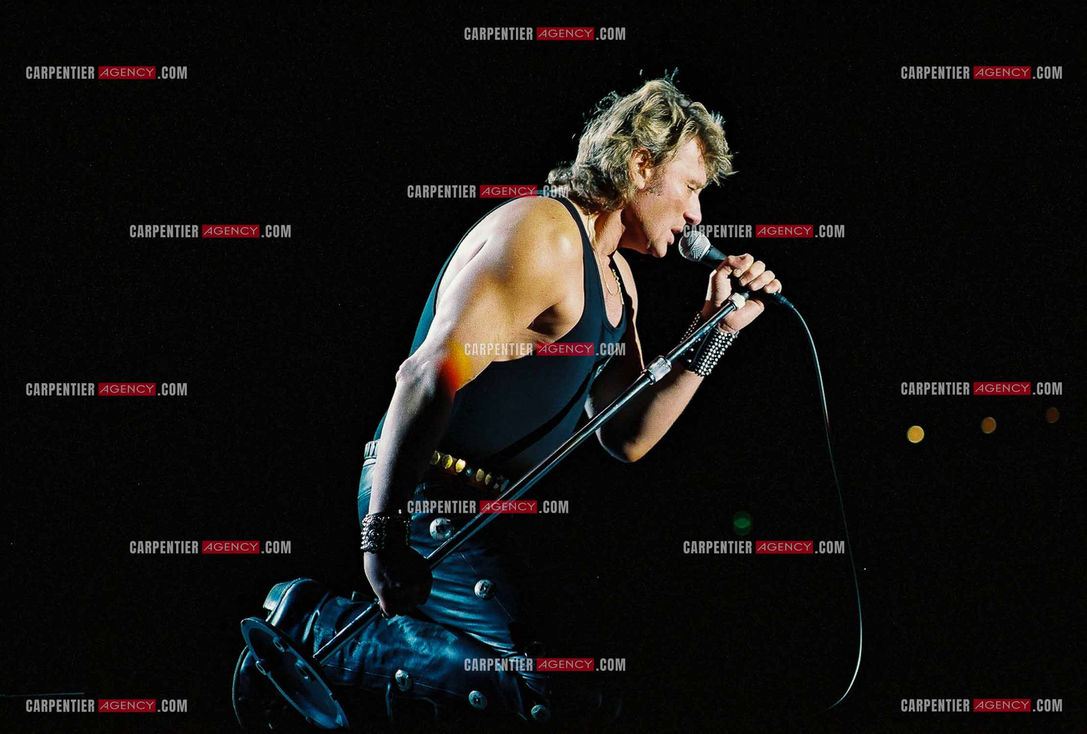 Le chanteur Johnny Hallyday en concert au Palais omnisports de Paris-Bercy du 14 septembre au 4 octobre 1992.        ( Exclusif )