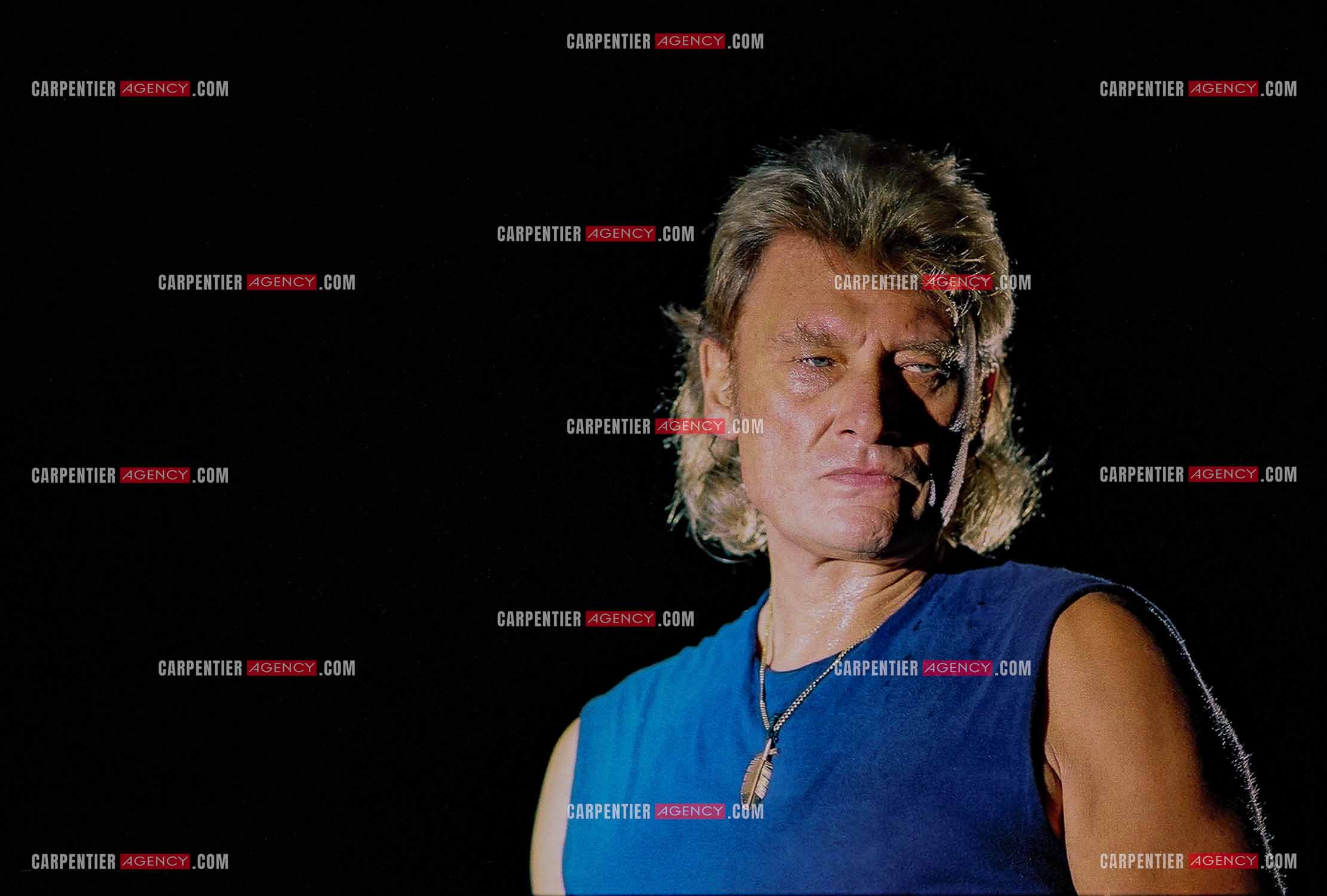 Le chanteur Johnny Hallyday en concert au Palais omnisports de Paris-Bercy du 14 septembre au 4 octobre 1992. Dernières répétitions avant le jour J.      ( Exclusif )
