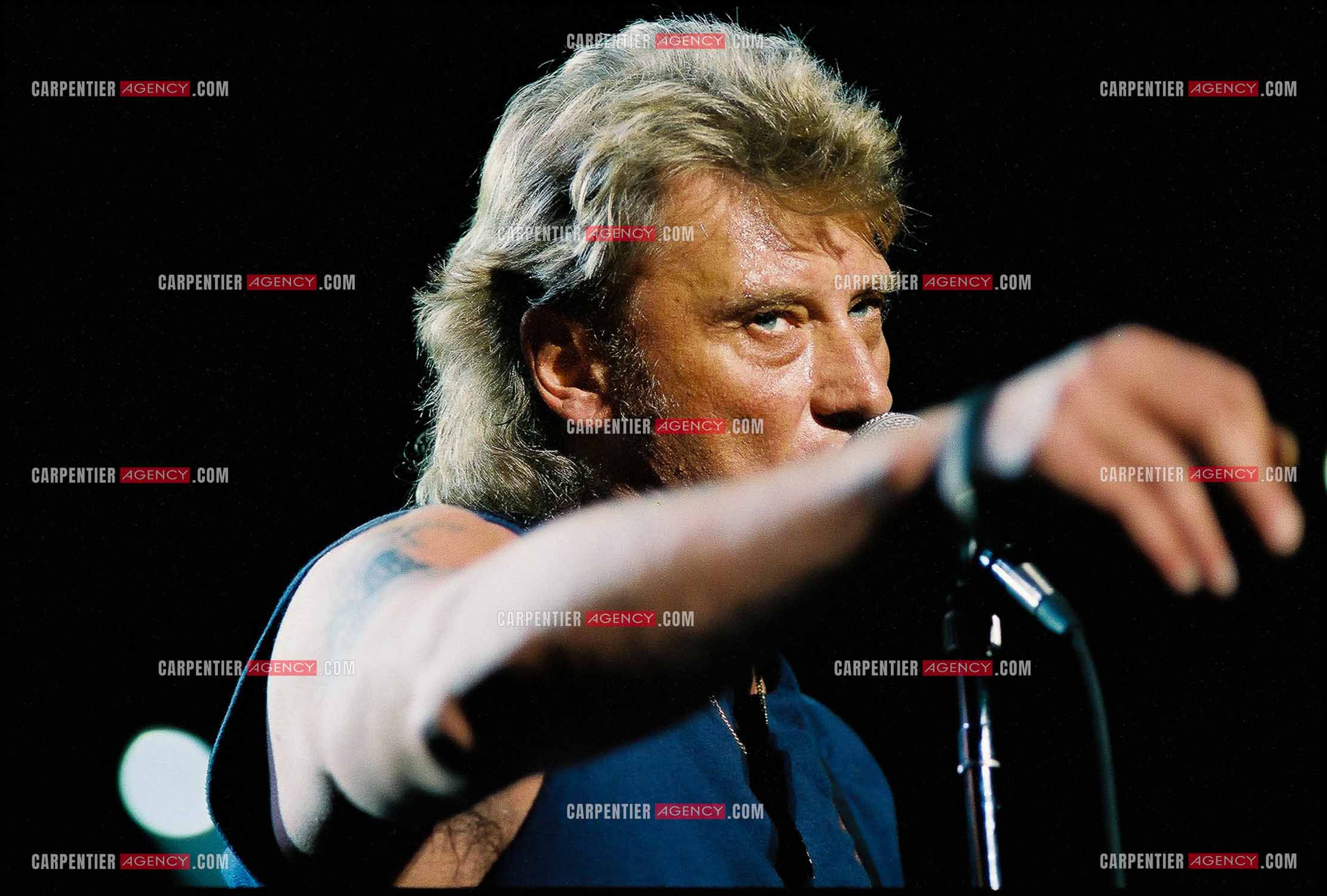 Le chanteur Johnny Hallyday en concert au Palais omnisports de Paris-Bercy du 14 septembre au 4 octobre 1992. Dernières répétitions avant le jour J.      ( Exclusif )