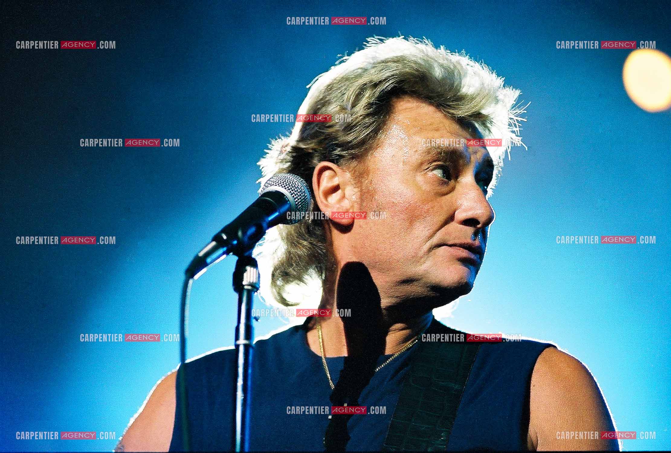 Le chanteur Johnny Hallyday en concert au Palais omnisports de Paris-Bercy du 14 septembre au 4 octobre 1992. Dernières répétitions avant le jour J.      ( Exclusif )