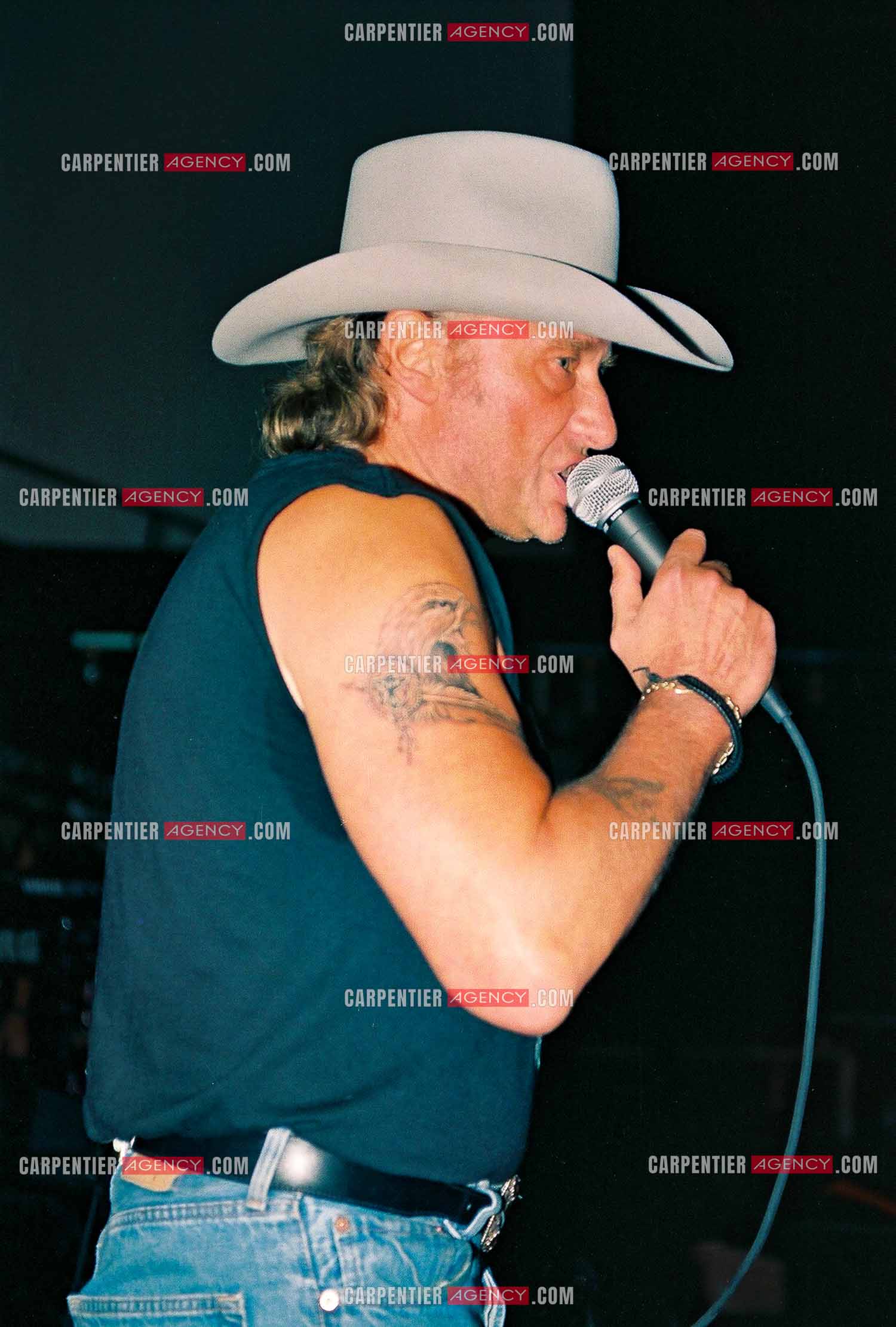 Le chanteur Johnny Hallyday en concert au Palais omnisports de Paris-Bercy du 14 septembre au 4 octobre 1992. Dernières répétitions avant le jour J.      ( Exclusif )