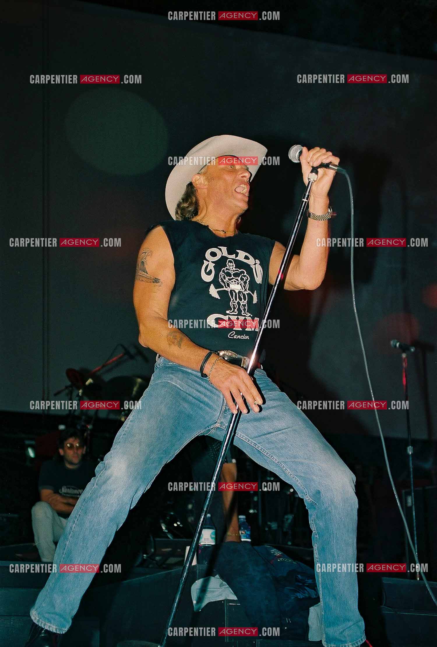Le chanteur Johnny Hallyday en concert au Palais omnisports de Paris-Bercy du 14 septembre au 4 octobre 1992. Dernières répétitions avant le jour J.      ( Exclusif )