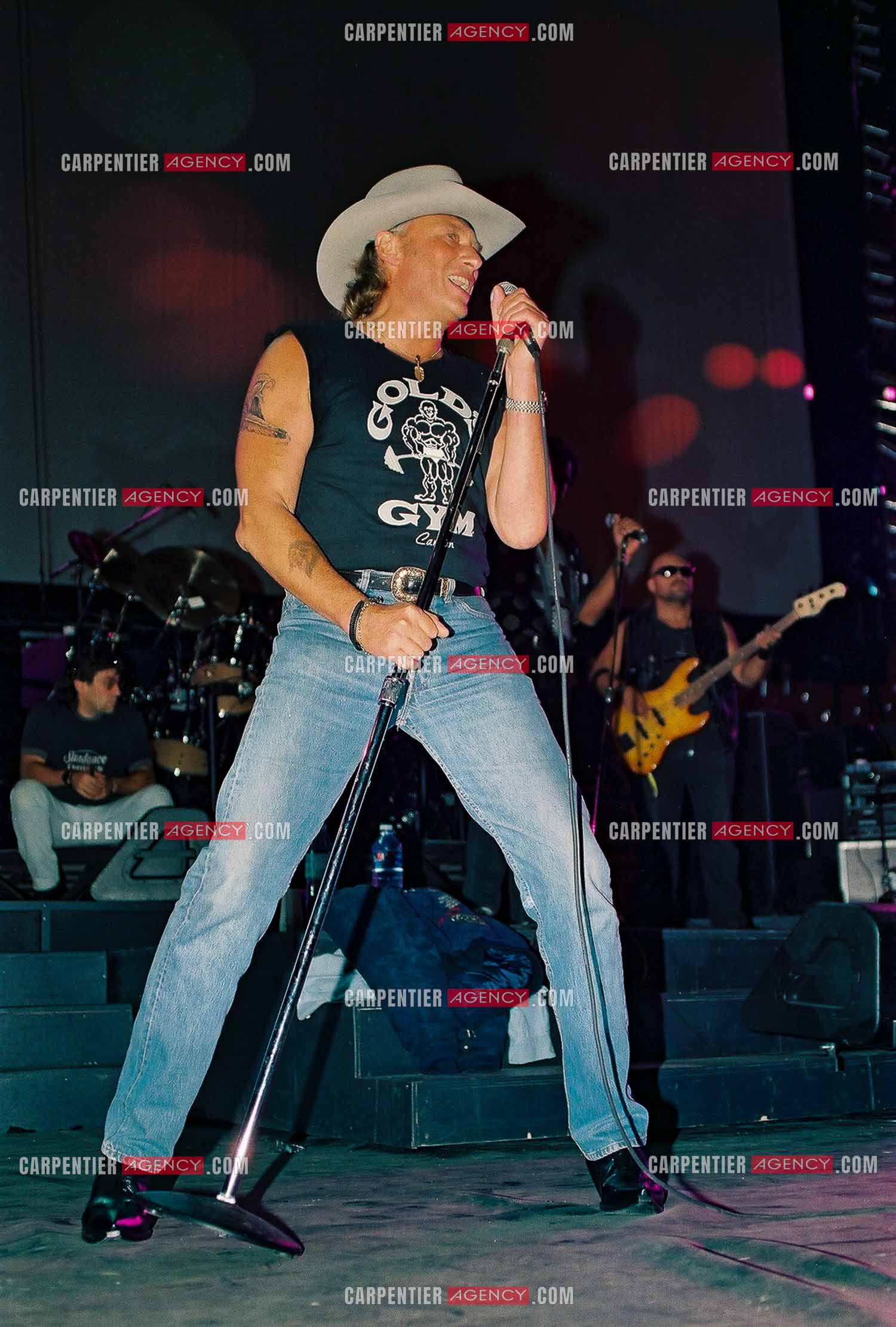 Le chanteur Johnny Hallyday en concert au Palais omnisports de Paris-Bercy du 14 septembre au 4 octobre 1992. Dernières répétitions avant le jour J.      ( Exclusif )