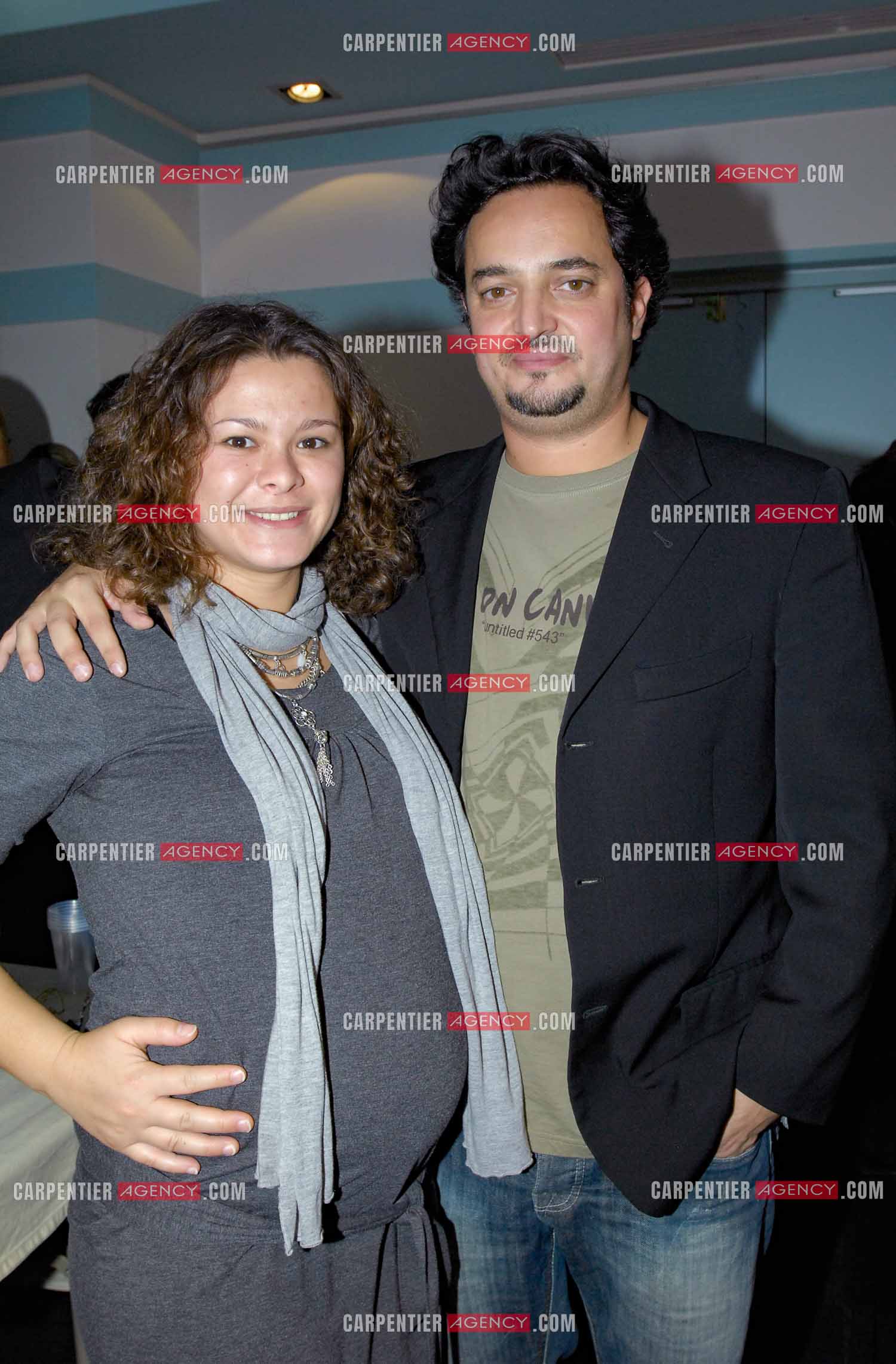 Le chanteur Frédéric François à l'Olympia du 29 février au 09 mars 2008. Le fils de Frédéric François, Vincent et sa femme Angela.  ( Exclusif )