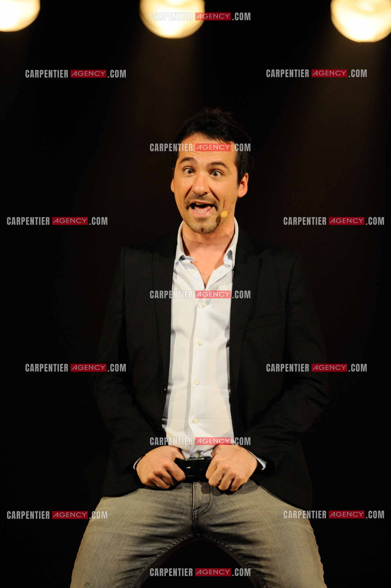 L'humoriste Jérôme Daran lors de son One Man Show au théâtre Trévise a Paris le 13 Oct 2011.  ( Exclusif )