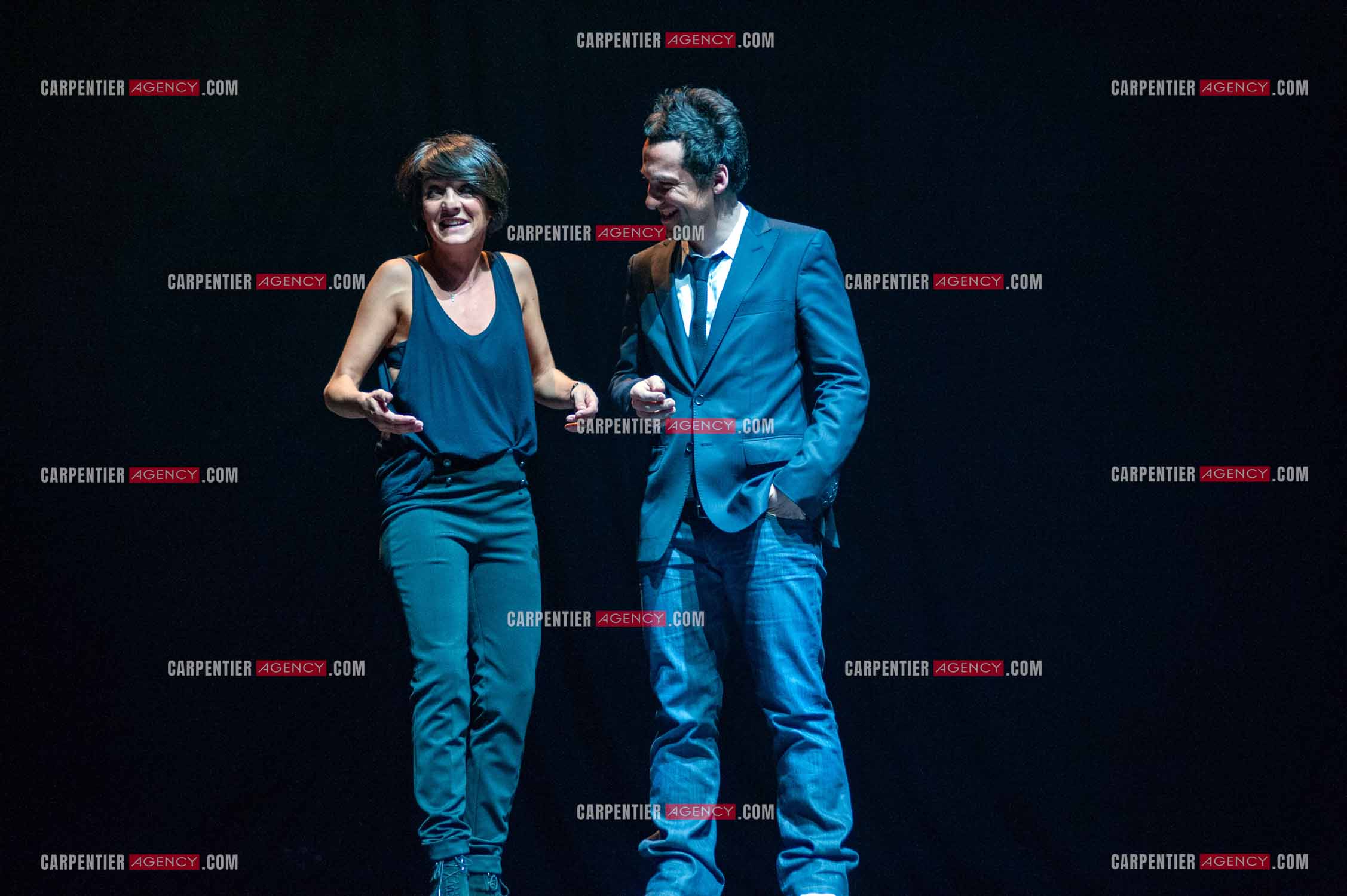 L'humoriste Jérôme Daran lors de son spectacle à l'Olympia le 21 février 2010. Jérôme en couple sur scène et dans la vie avec l'humoriste Florence Foresti. ( Exclusif )