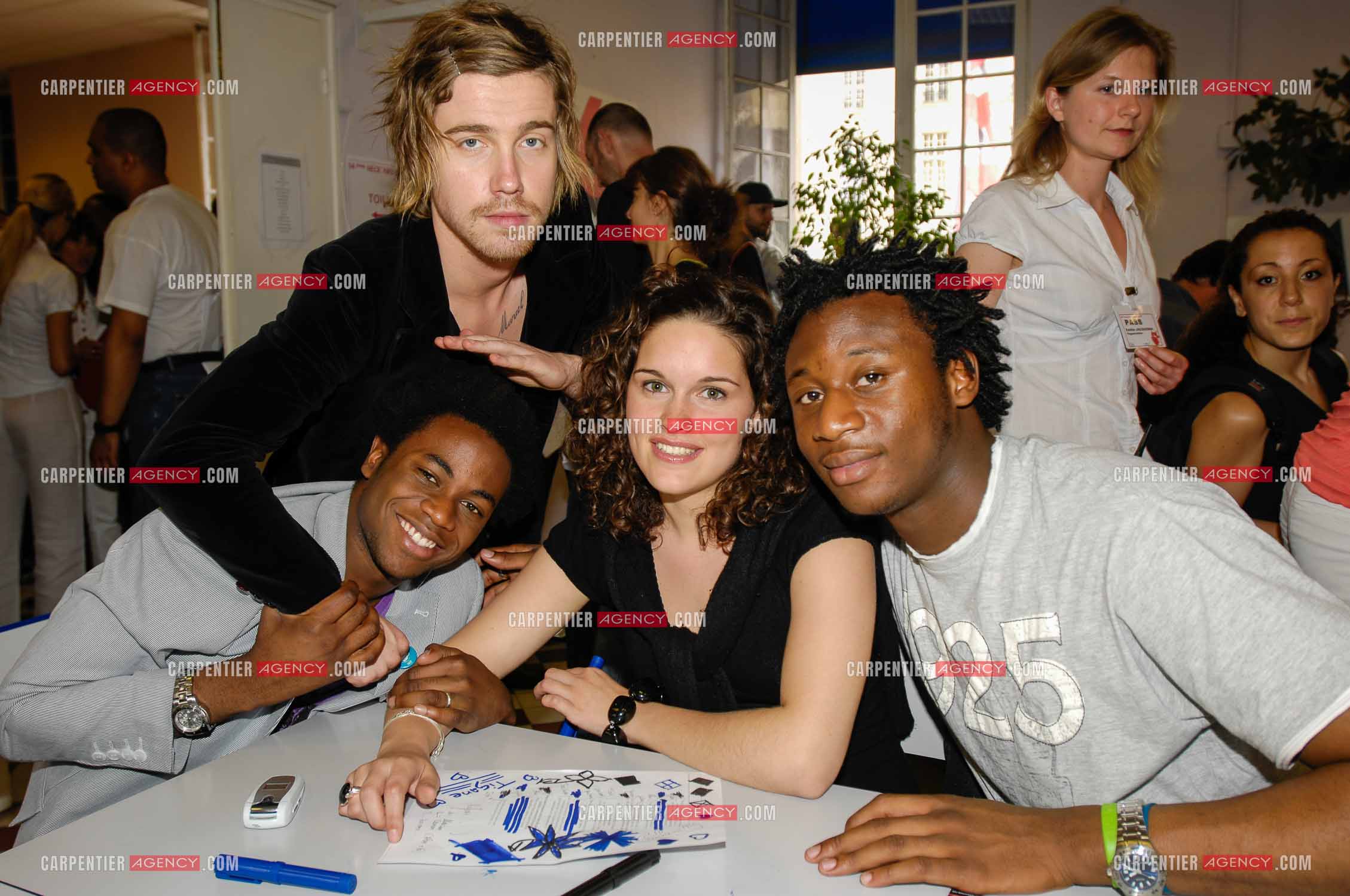 Concert privé pour le soutient du don d'organes et de la greffe dans l'enceinte de l'hôpital Neker à Paris " NECK'AIR DE MUSIQUE “ . Le gagnant de la Nouvelle Star 2007 Julien Doré, Tigane Drammeh, Gaëtane Abrial et Alex Fondja. ( Exclusif )