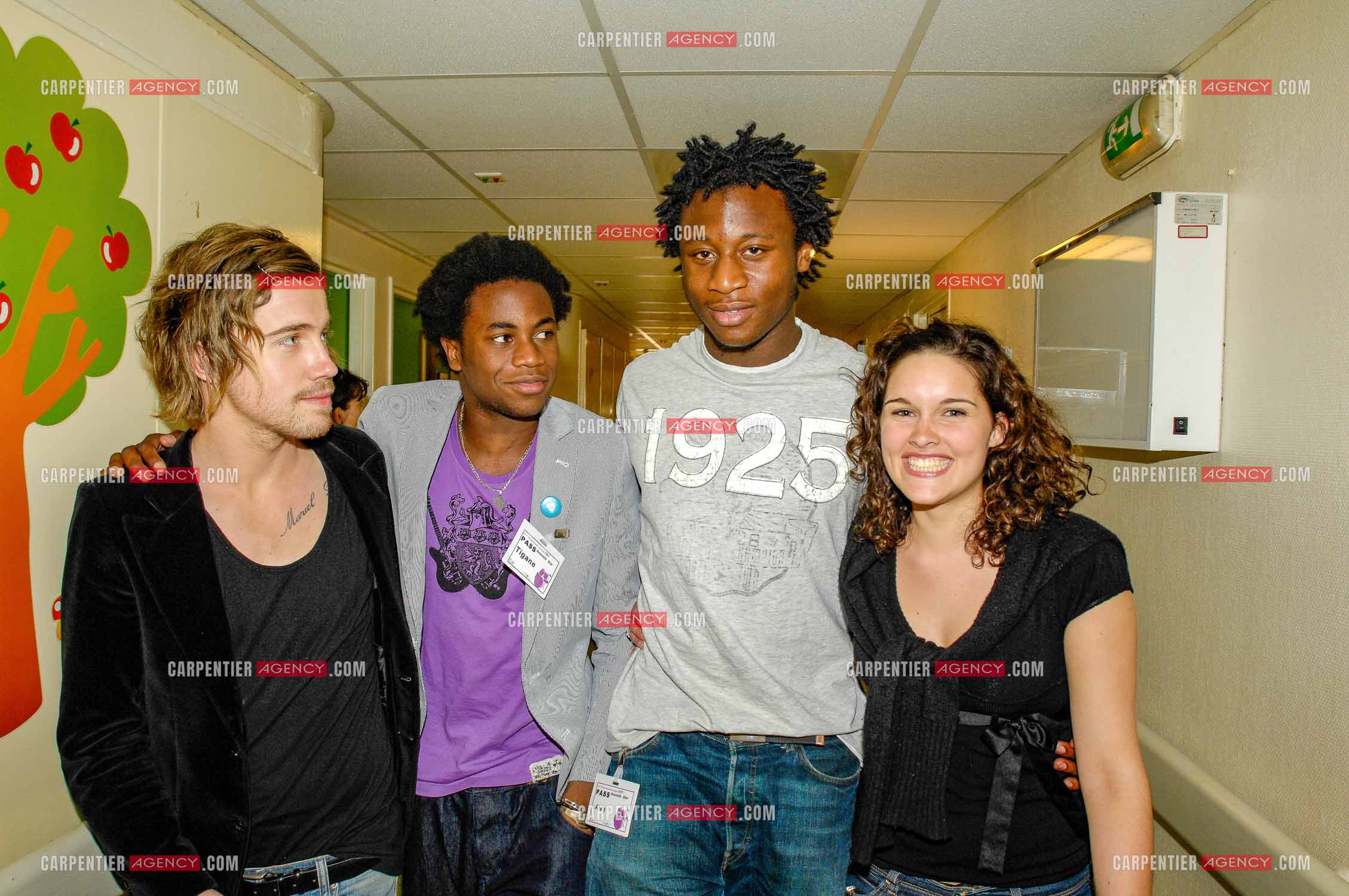 Concert privé pour le soutient du don d'organes et de la greffe dans l'enceinte de l'hôpital Neker à Paris " NECK'AIR DE MUSIQUE “ . Le gagnant de la Nouvelle Star 2007 Julien Doré, Tigane Drammeh, Gaëtane Abrial et Alex Fondja. ( Exclusif )