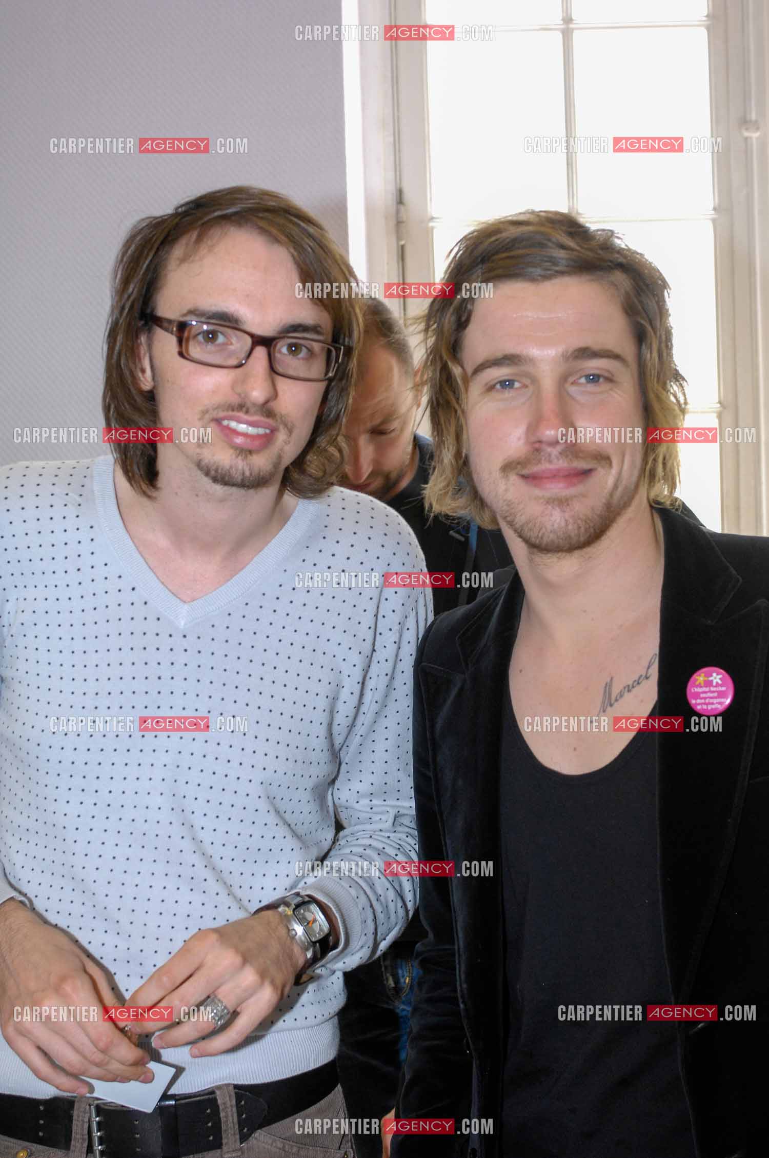 Concert privé pour le soutient du don d'organes et de la greffe dans l'enceinte de l'hôpital Neker à Paris " NECK'AIR DE MUSIQUE “ . Le chanteur Christophe Willem et le gagnant de la Nouvelle Star 2007 Julien Doré. ( Exclusif )