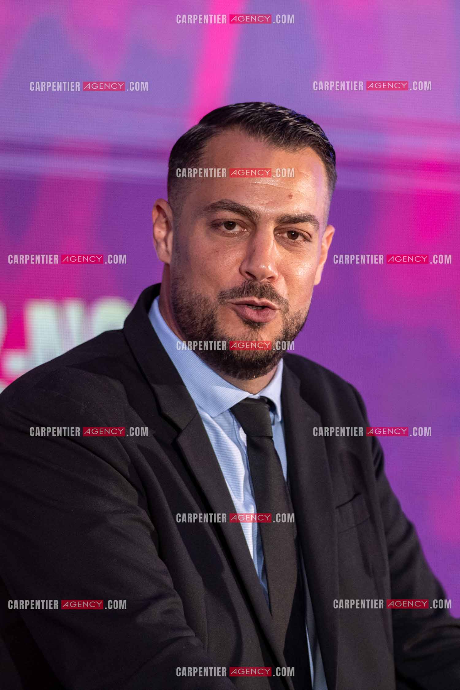 Meeting de l’Union populaire à Marseille le 23 mai 2024. Le député dans la 7ème circonscription des Bouches-du-Rhône Sébastien Delogu.