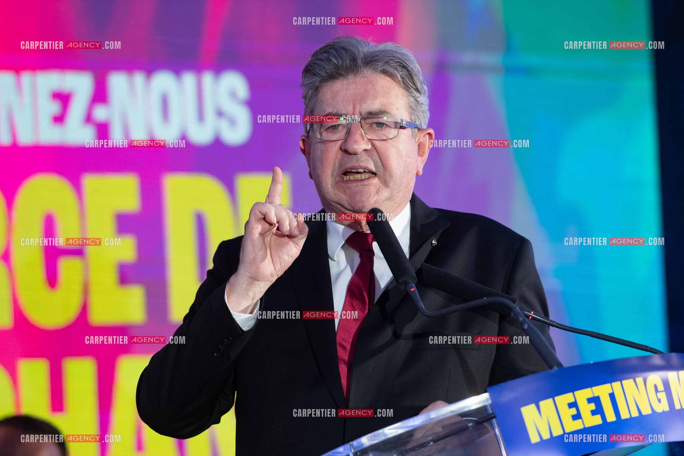 Meeting de l’Union populaire à Marseille le 23 mai 2024. Le député français Jean-Luc Mélenchon.