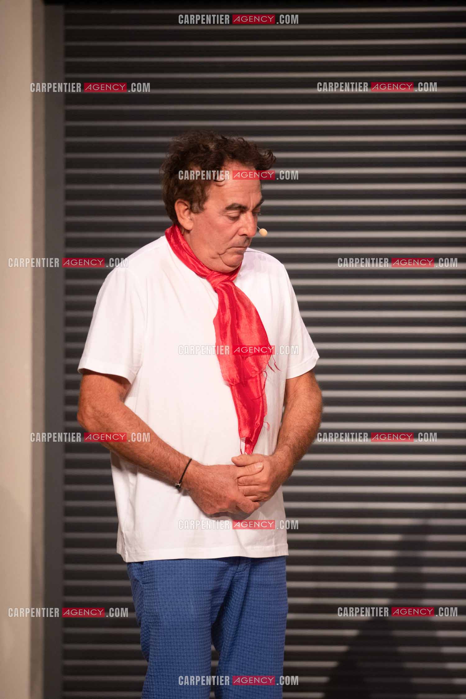 Eric Carrière et Francis Ginibré les deux humoristes Français formant le duo “Les Chevaliers Du Fiel“ au théâtre de Paris à Avignon.    ( Exclusif )